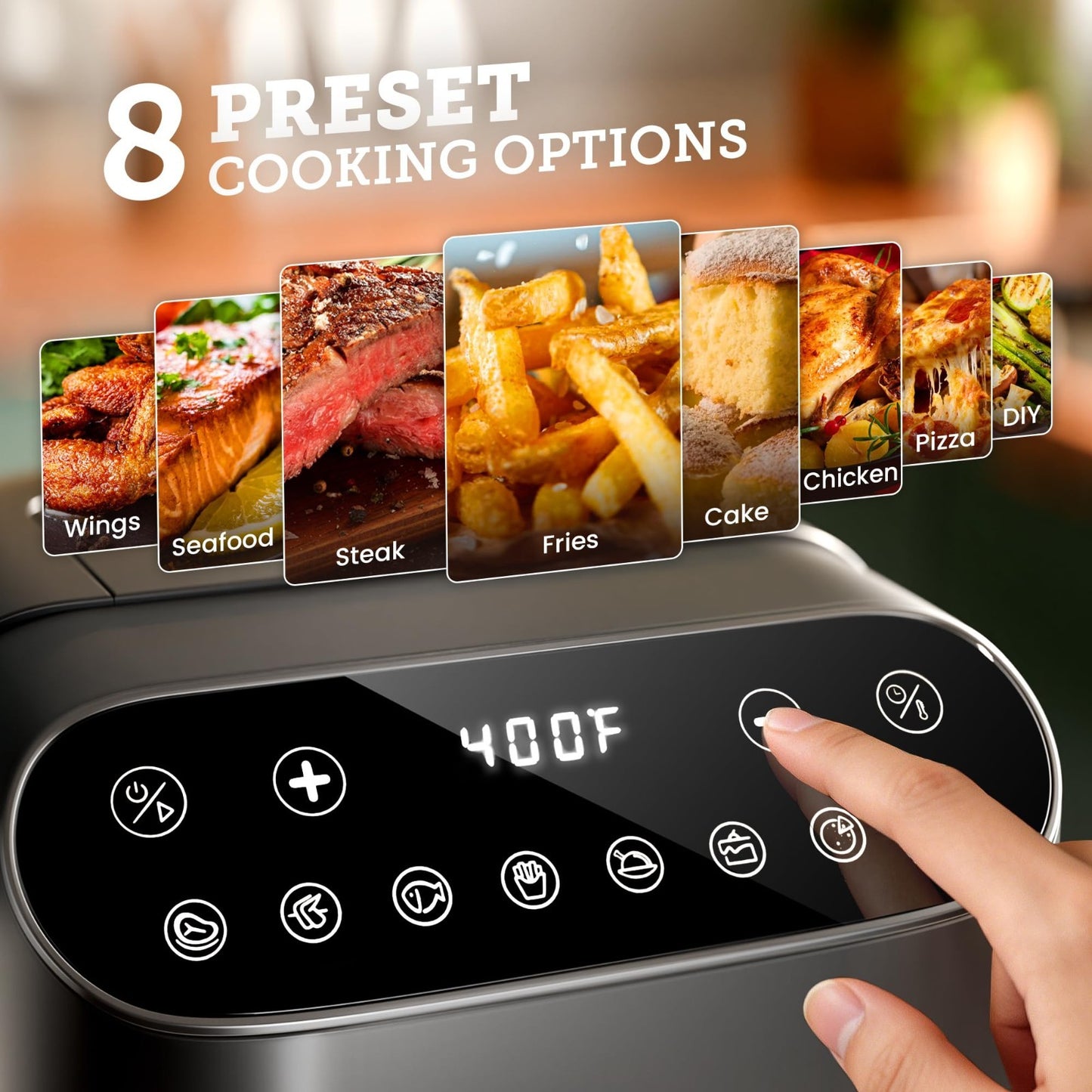 5QT Glass Air Fryer - BPA-Free, Digital Touch Control, 1500W, Dishwasher Safe, 93