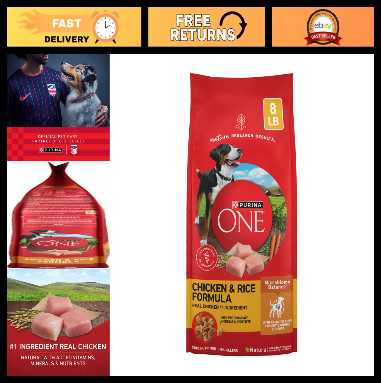 Premium Chicken & Rice Dry Dog Food, 8 lb Bag   High Protein, Healthy Nutrition0