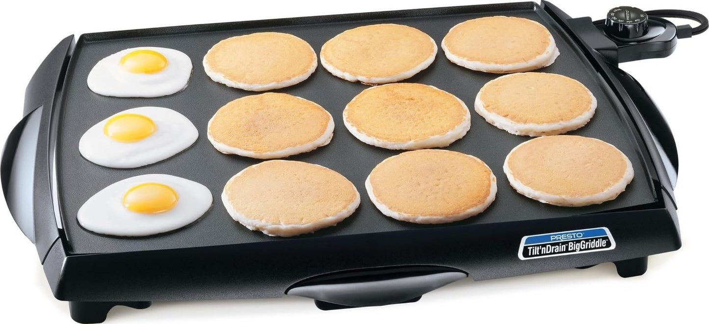 Cool-Touch Electric Griddle, Large Non-Stick Cooking Surface, Tilt 'n Drain Desi1