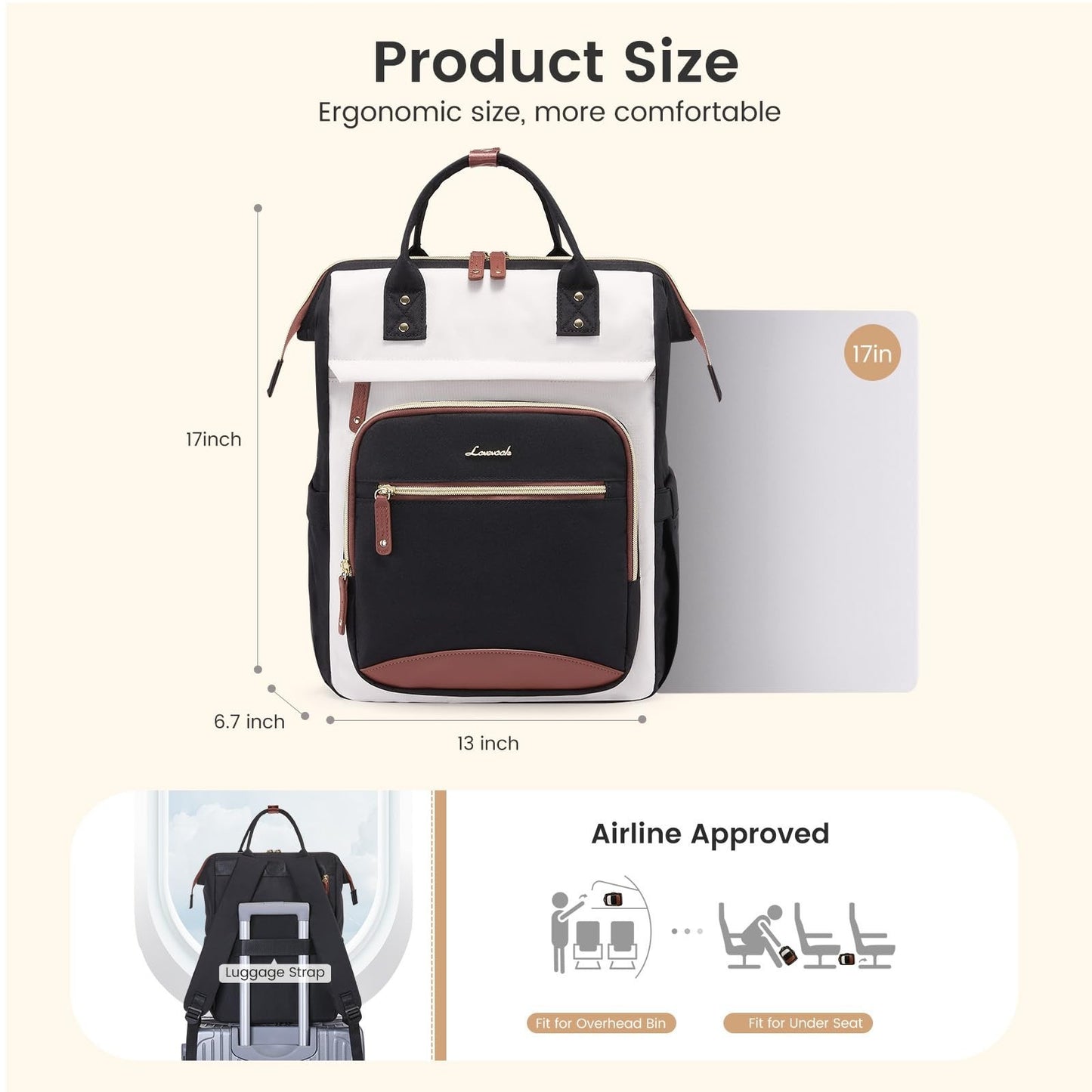 Stylish Laptop Backpack for Women   Large Capacity, Waterproof, 15.6" Work Bag,4