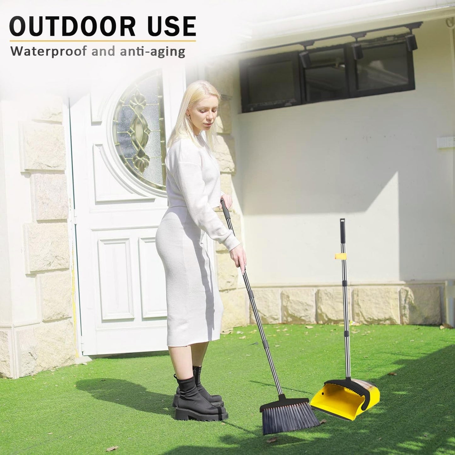 2-Pack Broom & Dustpan Set, 52" Long Handle, Self-Cleaning Teeth, Indoor/Outdoor6