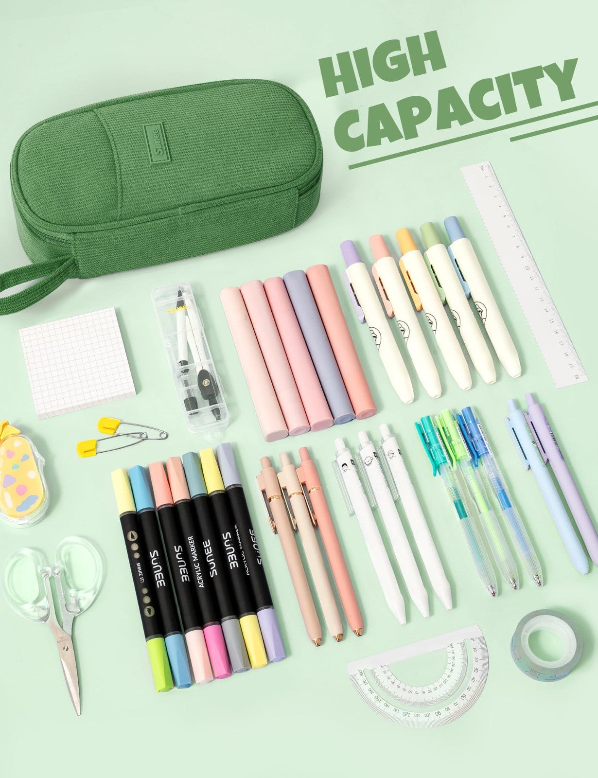 Cute Large Pencil Case, Soft Corduroy Zipper Pouch, Kawaii Pen Bag Organizer, Sc3