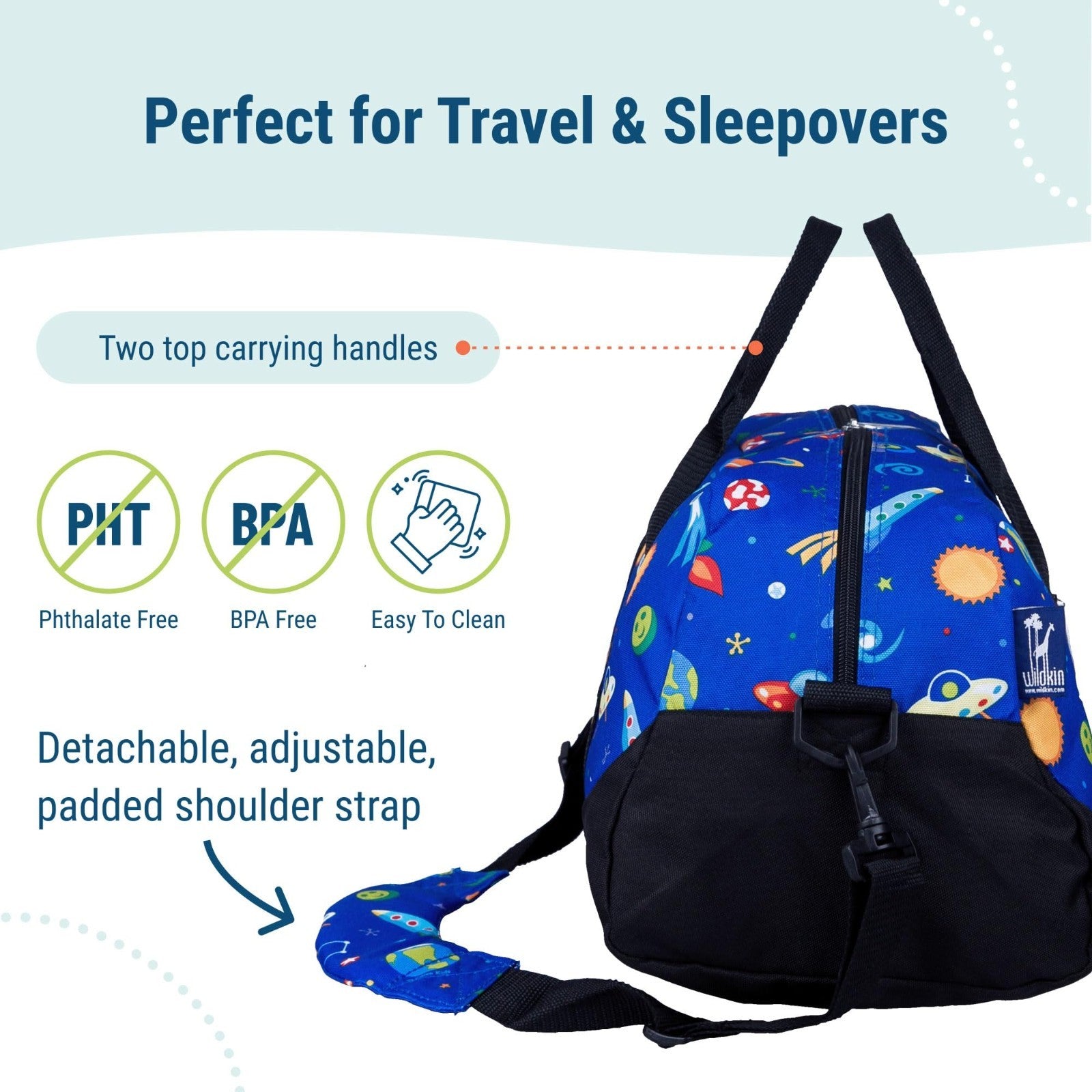 Kids Overnighter Duffel Bag - Lightweight Travel Bag for School & Sleepovers, Du3