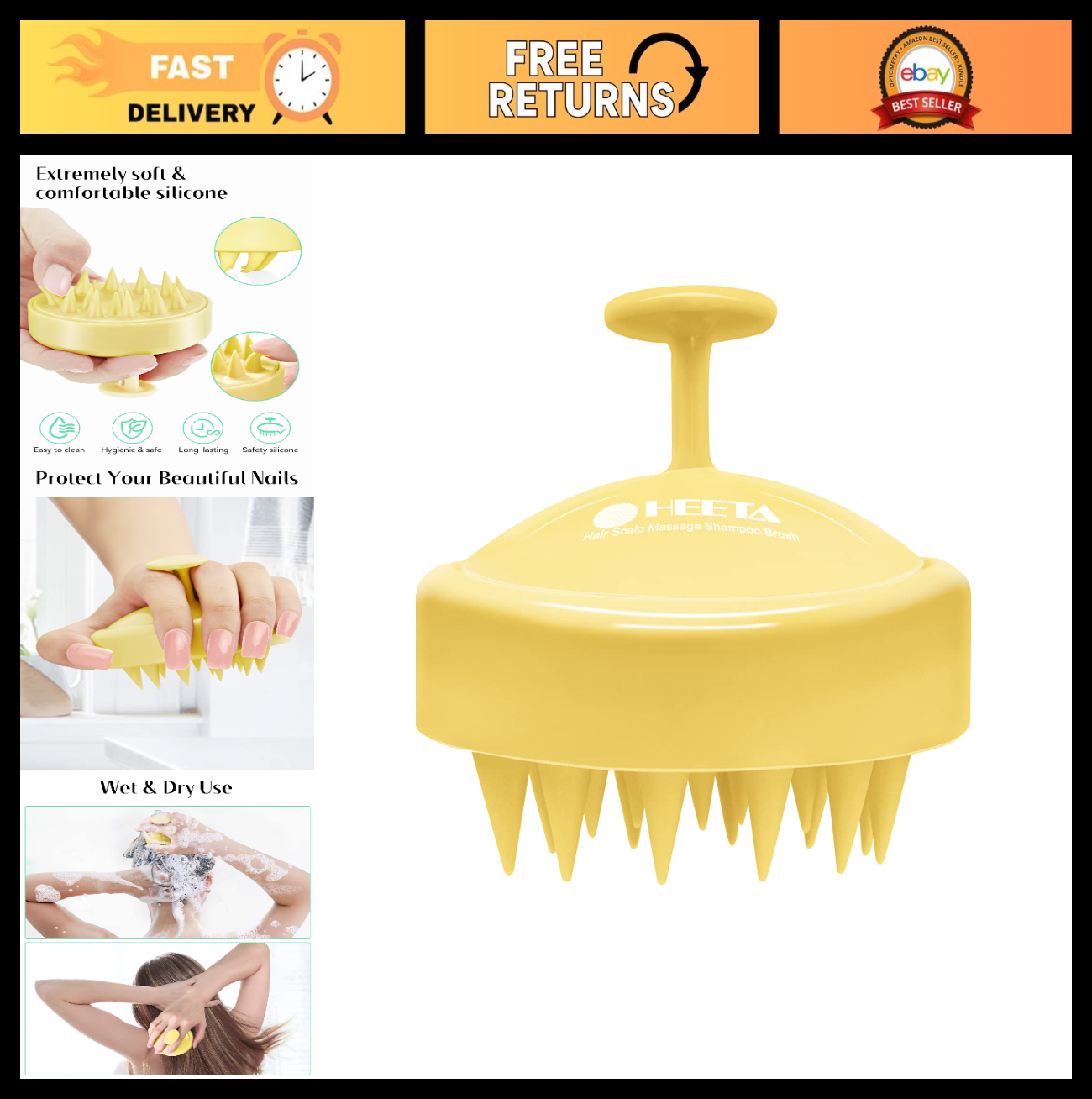 Scalp Massager with Soft Silicone Bristles   Promotes Hair Growth & Exfoliates S0