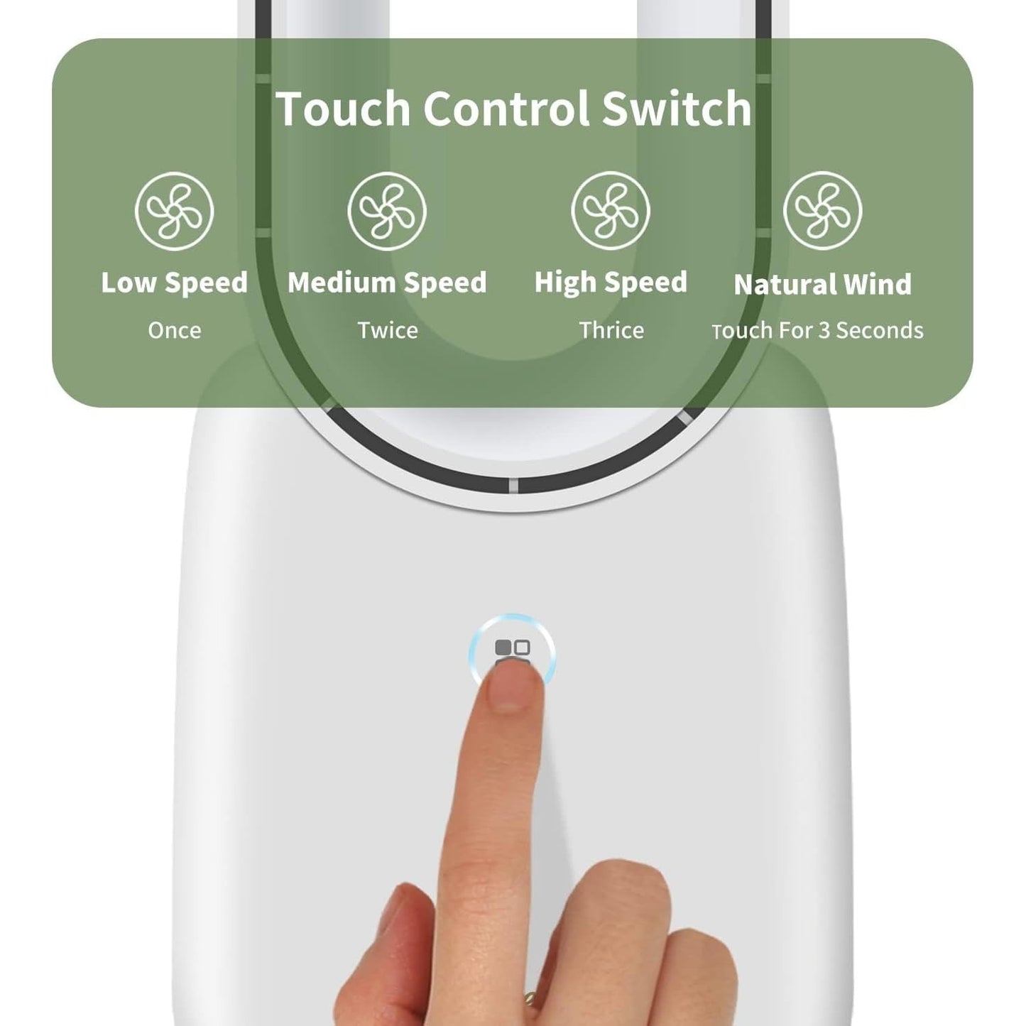 Rechargeable Bladeless Desk Fan 11.8”   5 Color Ambient Lights, Touch Control, Q3