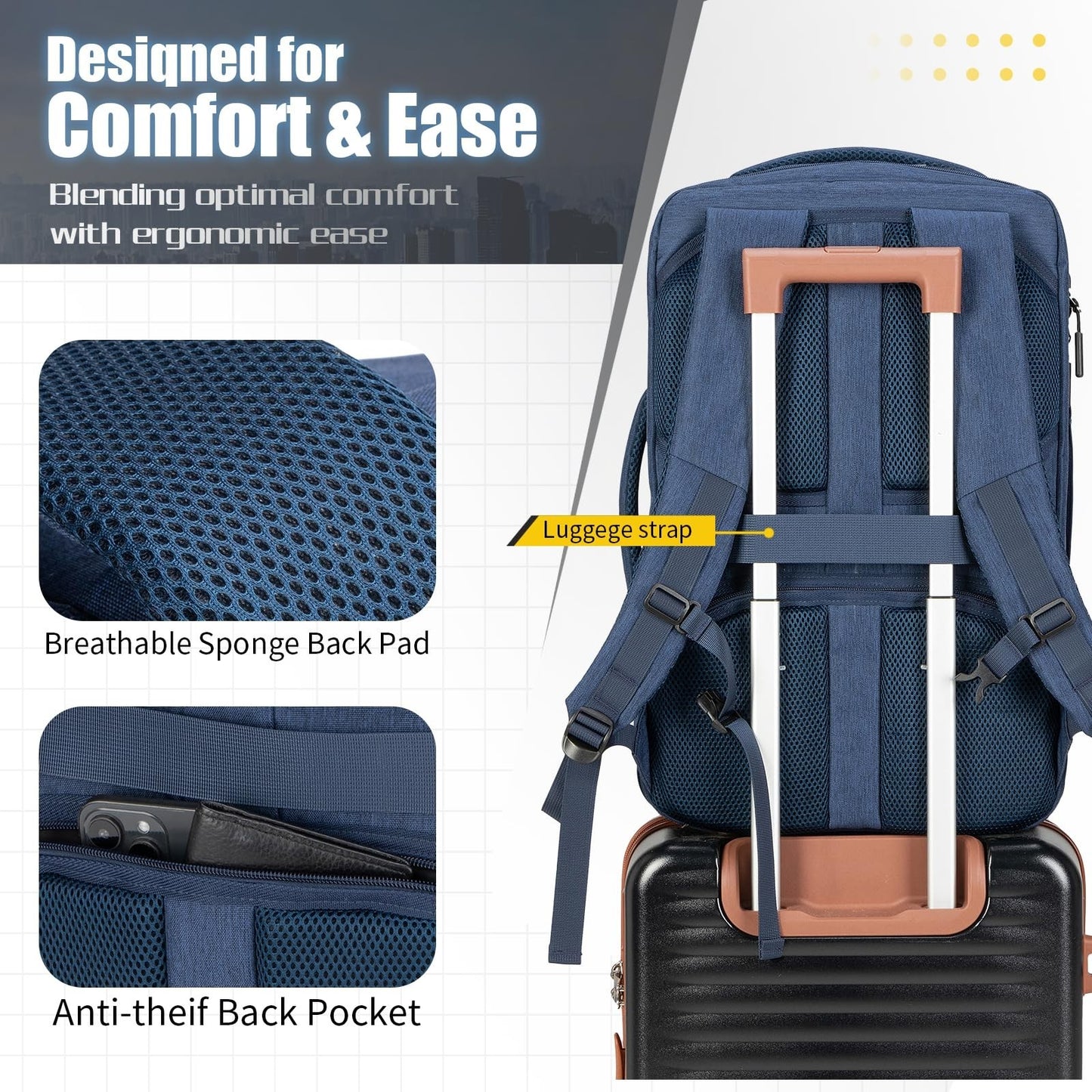 42L Travel Backpack with 4 Packing Cubes, TSA Friendly Carry On, Lightweight & D4