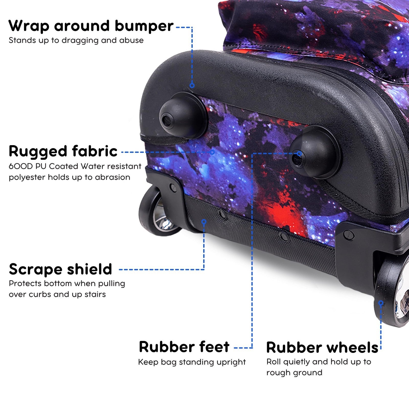 Kids Rolling Backpack with Wheels, School Roller Bookbag for Girls & Boys, 18"x13