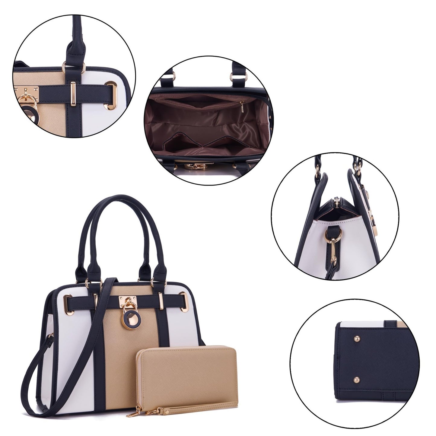 Stylish Structured Satchel Tote Handbag Set for Women with RFID Wallet - Fashion6