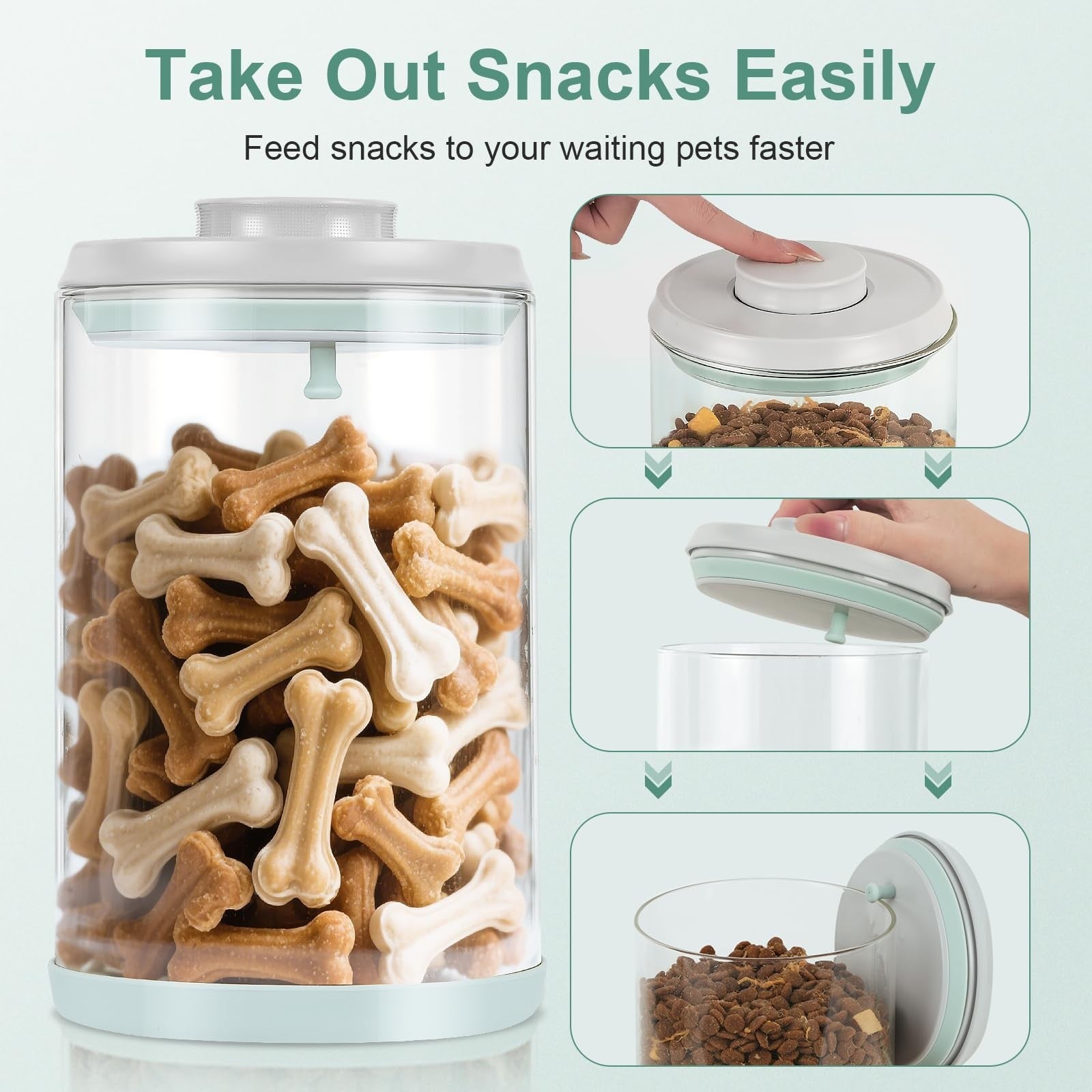 Airtight Glass Pet Food Storage Container, 2L Dog Cat Treat Jar, Durable & Seale4