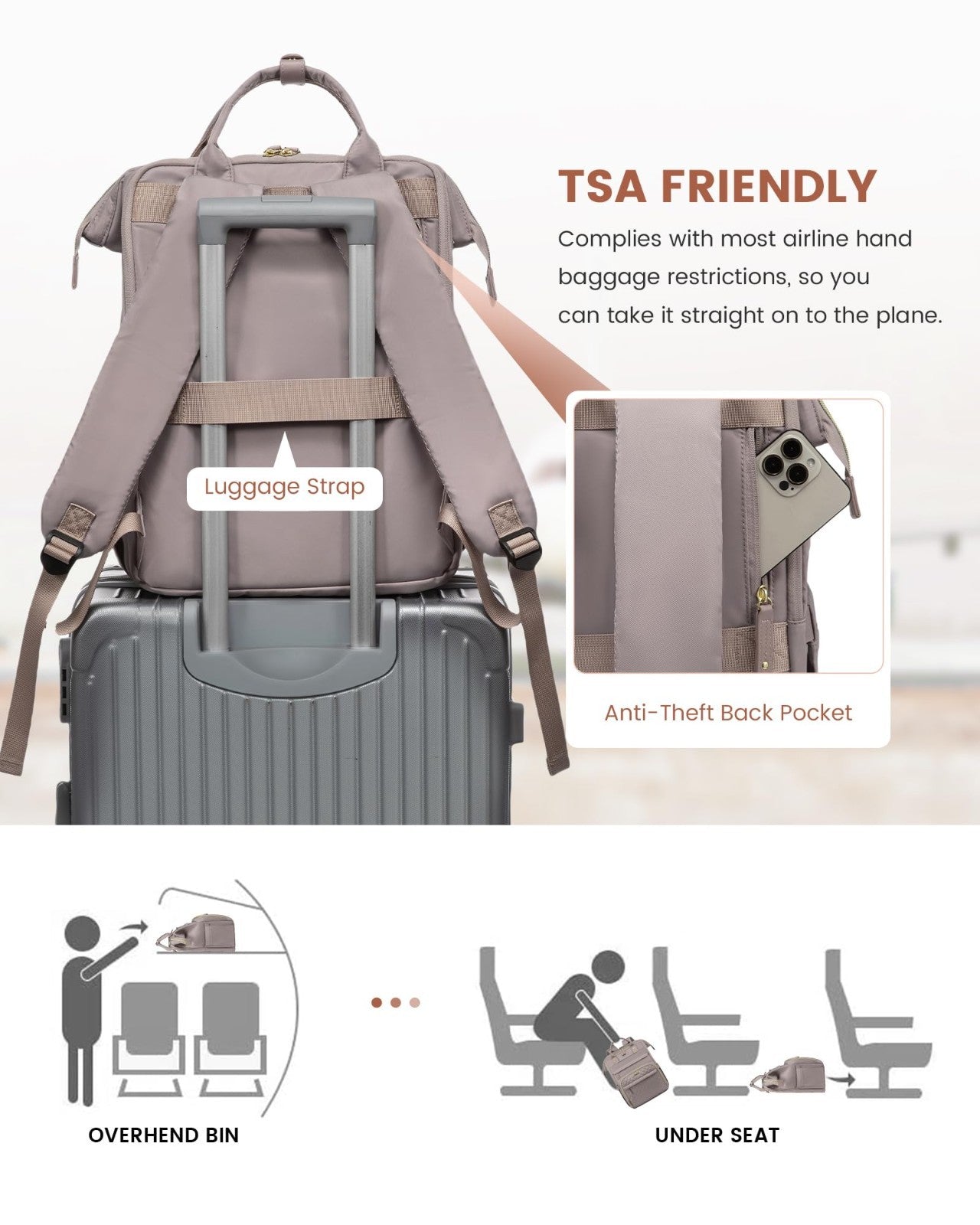Stylish 15.6" Waterproof Laptop Backpack for Women   Travel, Work, College Bag6
