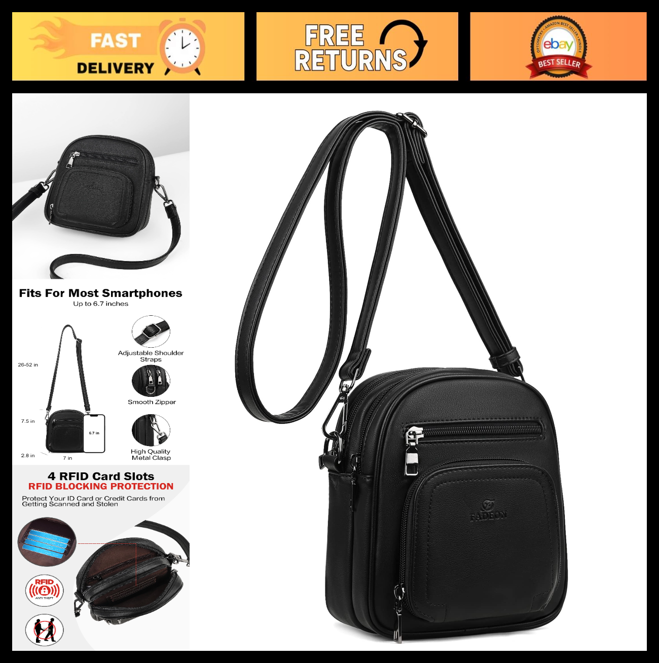Small Crossbody Purses for Women, RFID Anti-Theft, 4 Card Slots, Stylish & Compa0