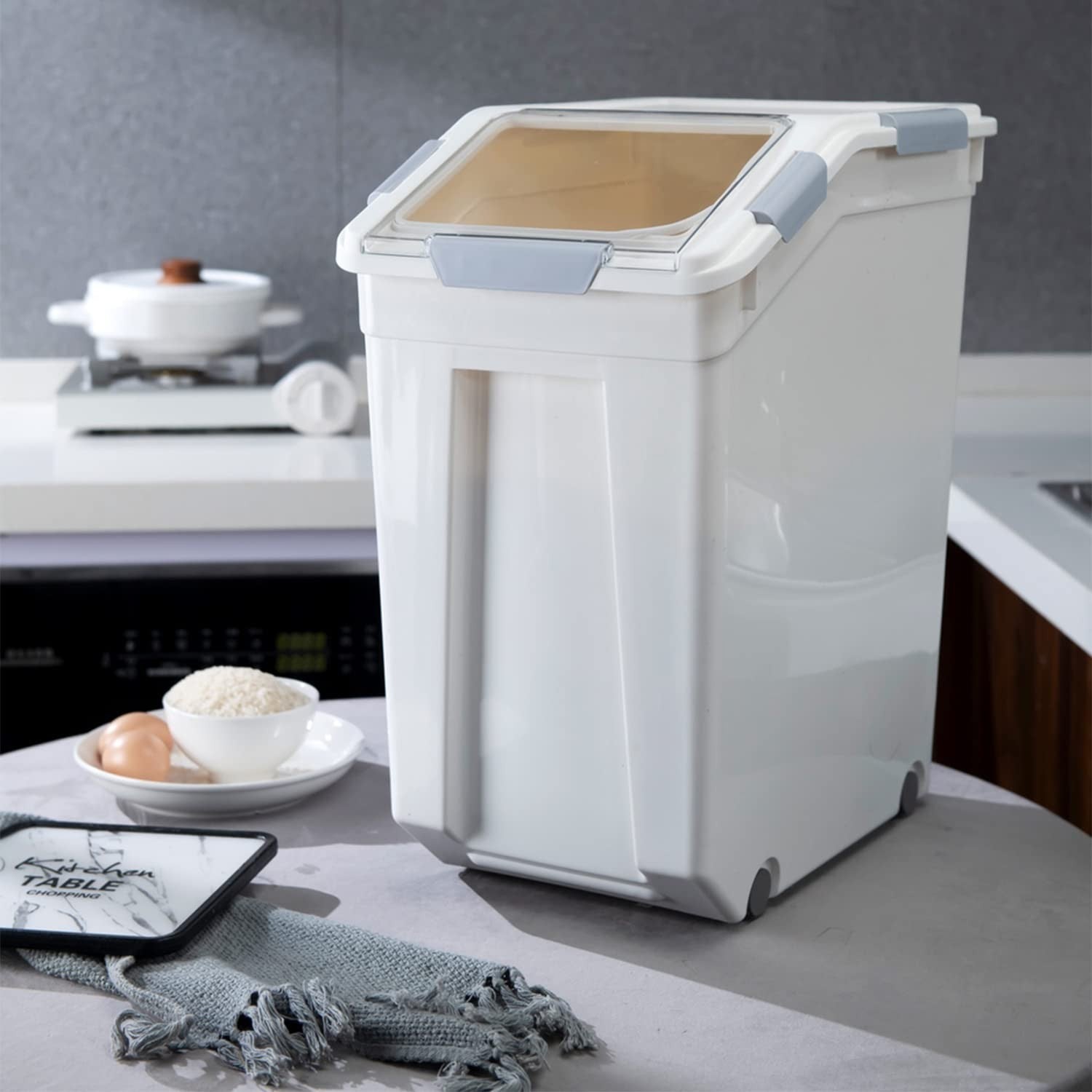 33L Rice Storage Container with Measuring Cup, BPA Free, for Grains & Pet Food2