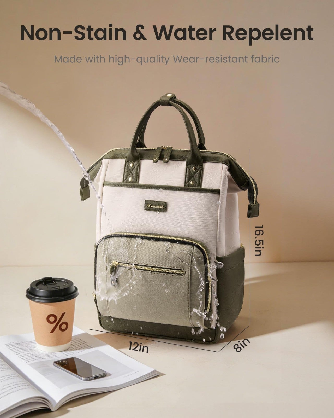 Stylish 15.6" Laptop Backpack with Tumbler Holder, Travel Bag for Work & College3