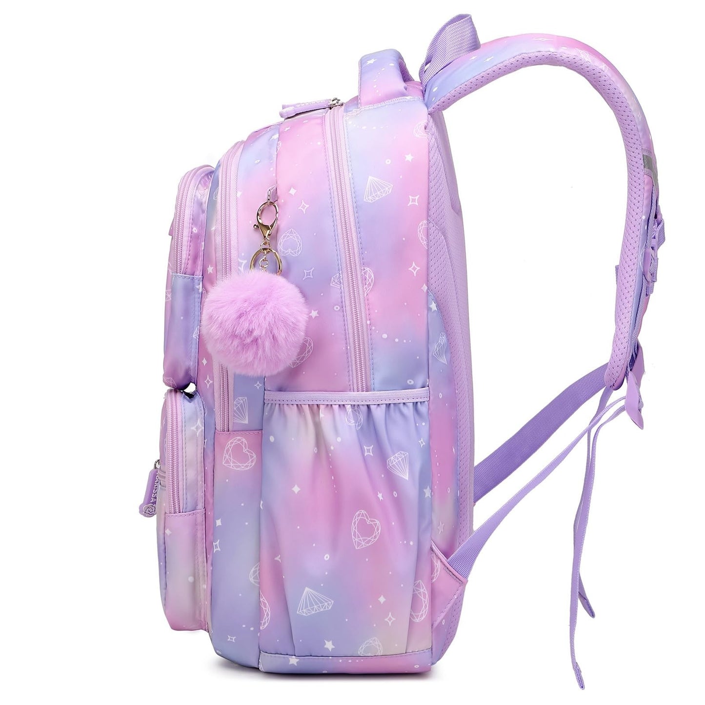Kawaii Purple Kids Backpack - School Bag for Girls, Middle & Elementary Students3