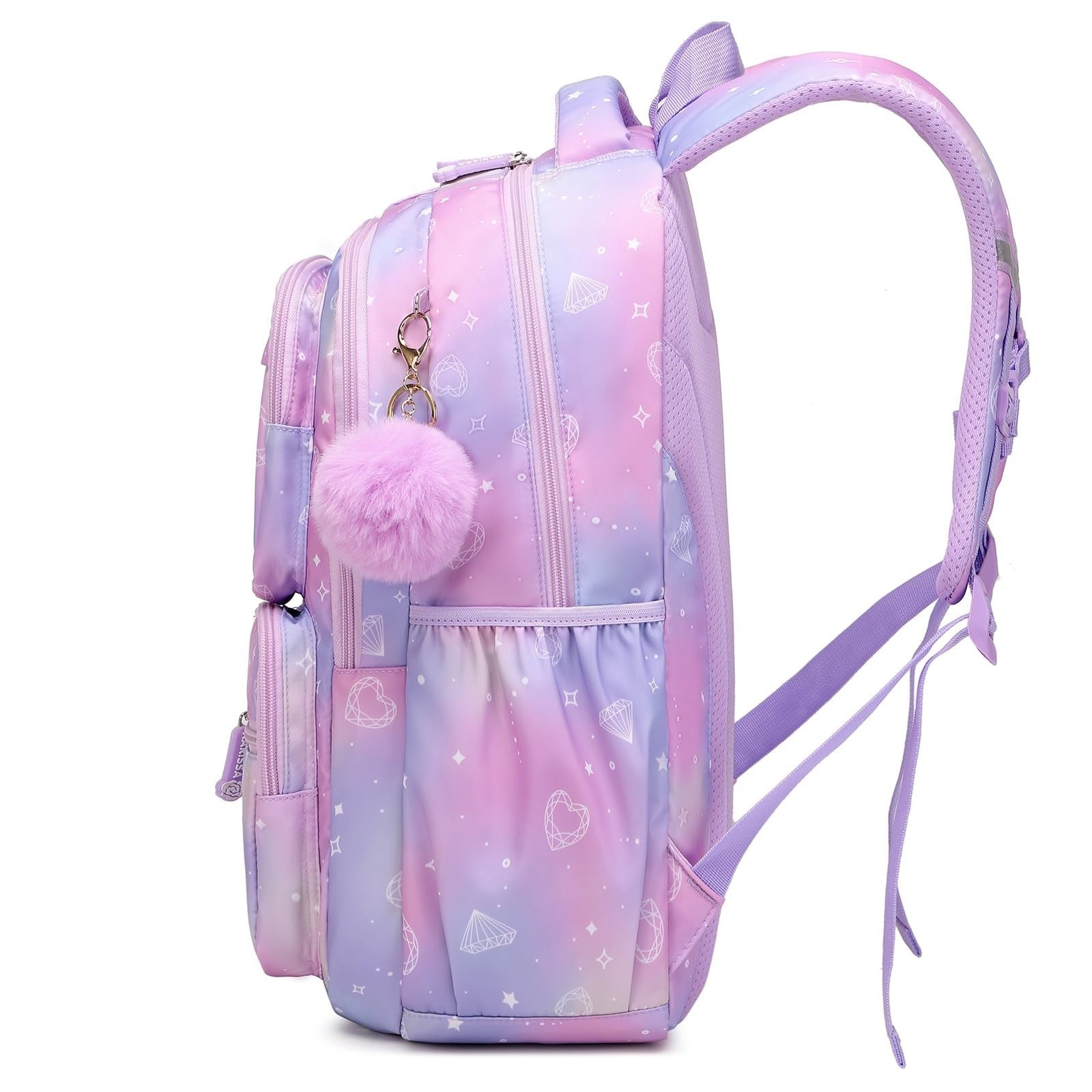 Kawaii Purple Kids Backpack - School Bag for Girls, Middle & Elementary Students3