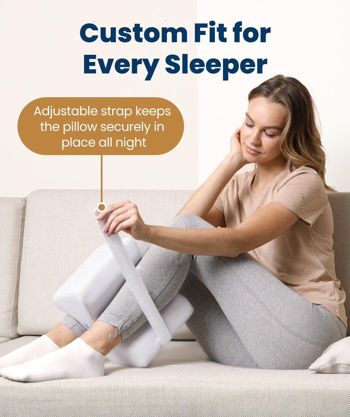 Memory Foam Knee Pillow for Side Sleepers   Sciatica Pain Relief, Adjustable Str5