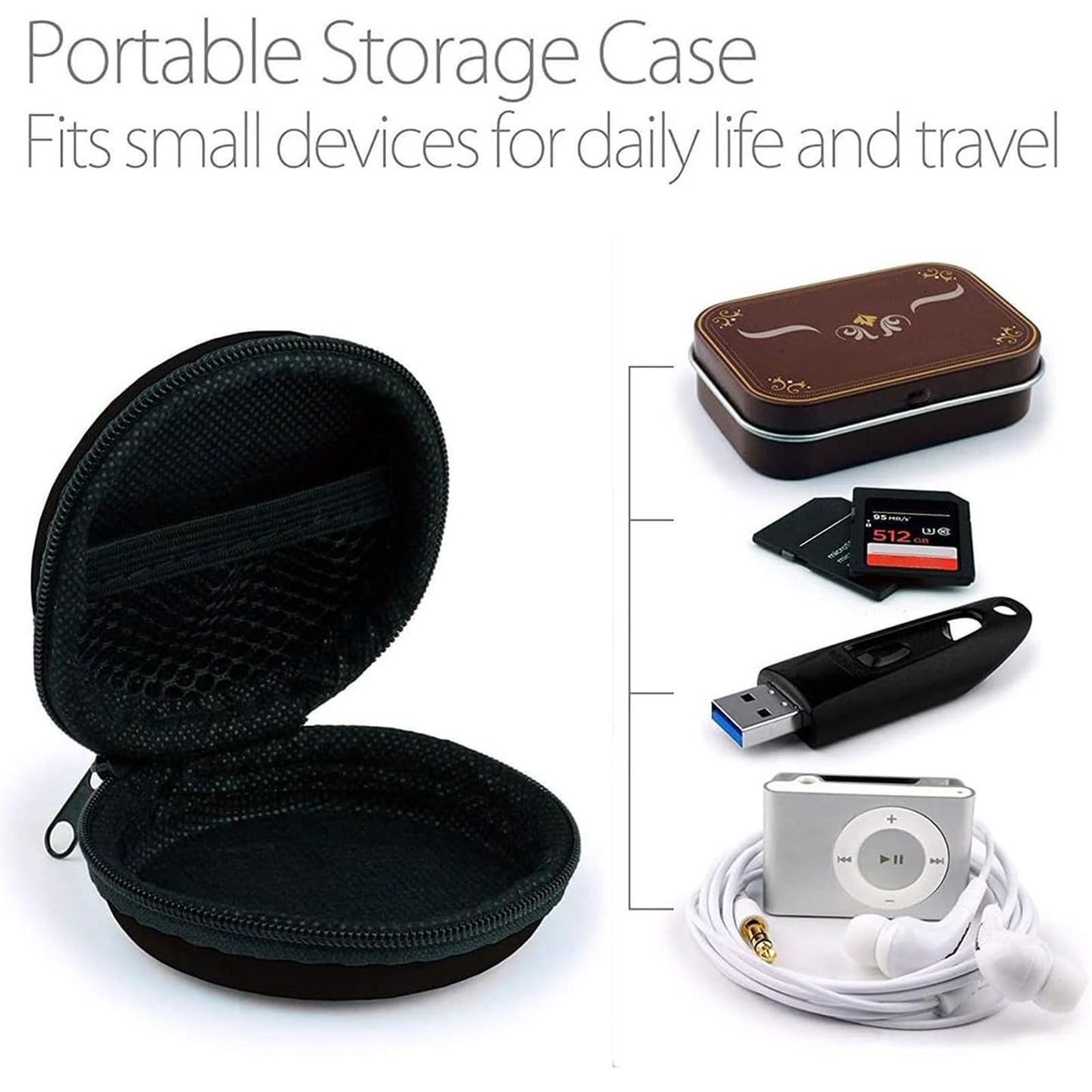 Hard Protective Earphone Case for Headphones & Earbuds   Portable Carrying Bag4