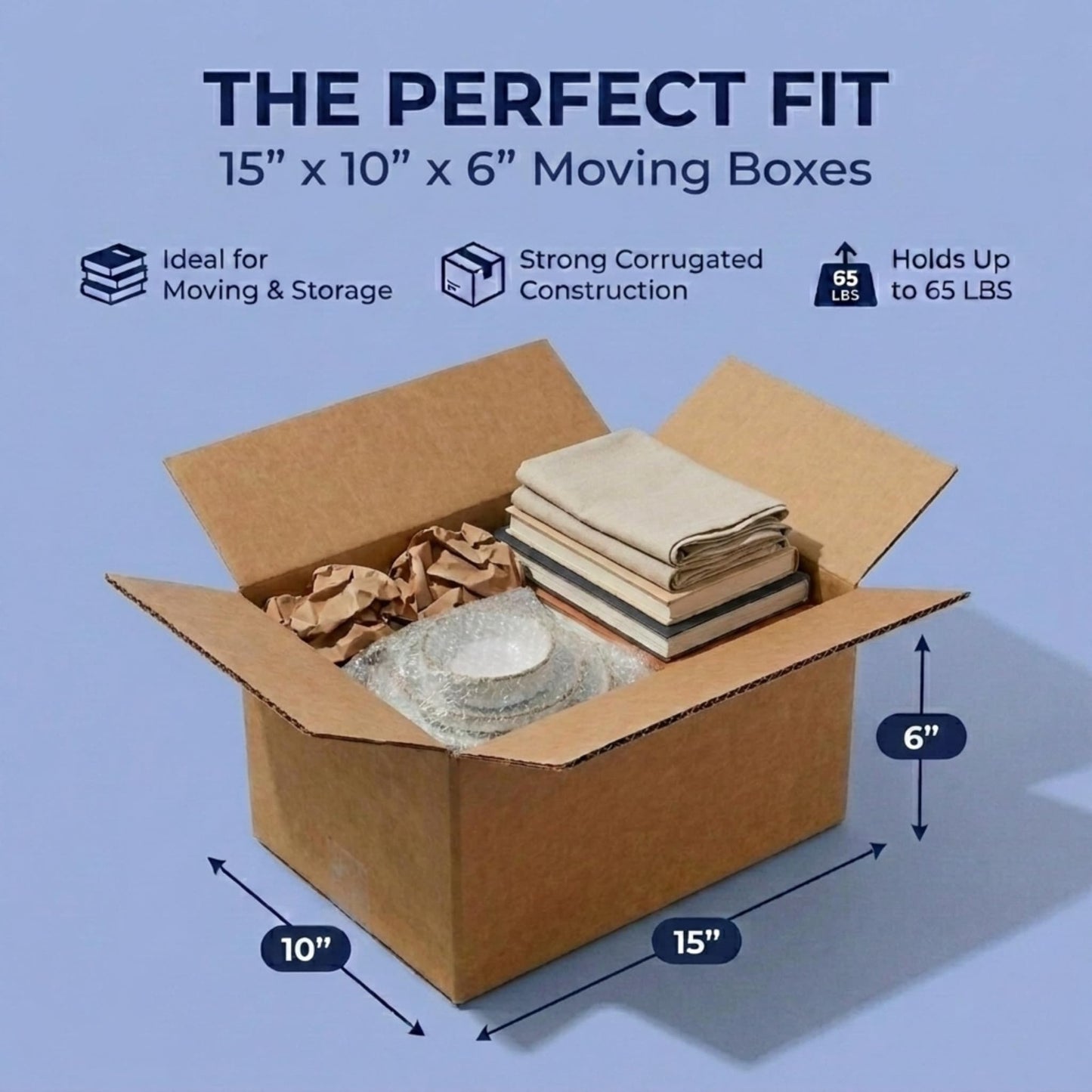 Small Corrugated Moving Boxes 15"x10"x6" (25 Pack)   Heavy Duty Shipping & Stora2