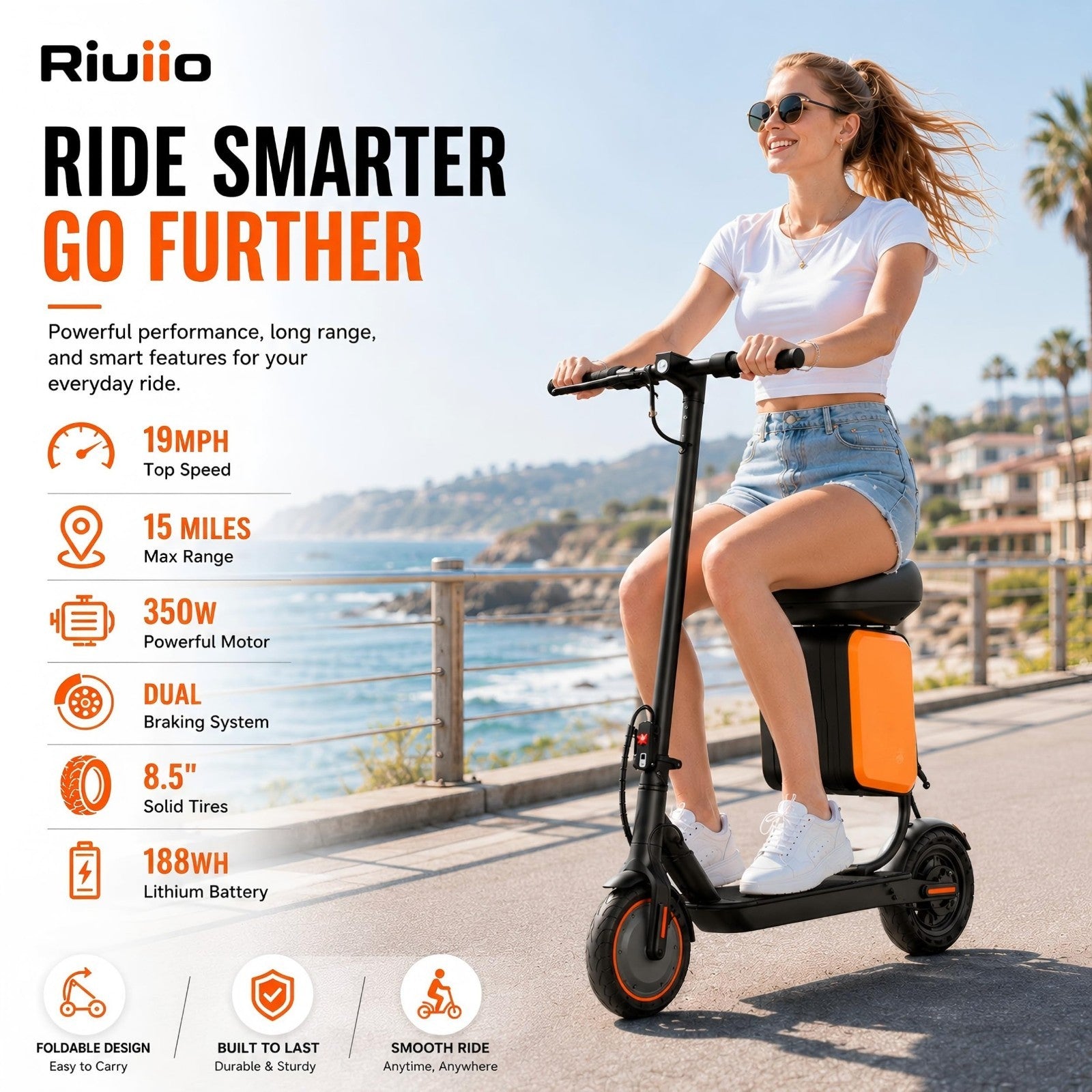 Foldable Electric Scooter, 350W-500W Motor, 9-22 MPH, 10-41 Mile Range, Dual Sus7