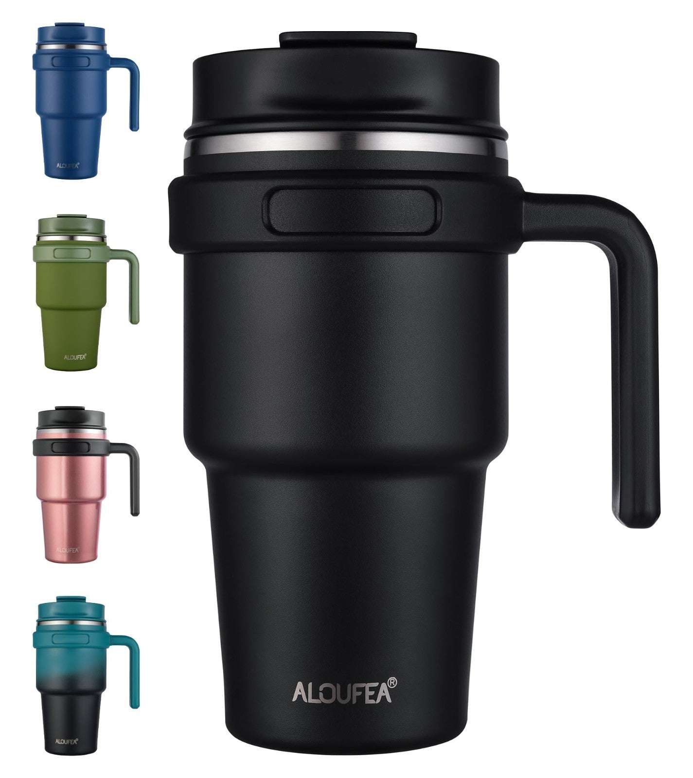 Insulated 20 oz Coffee Mug with Handle   Stainless Steel Travel Tumbler, Lid & S1