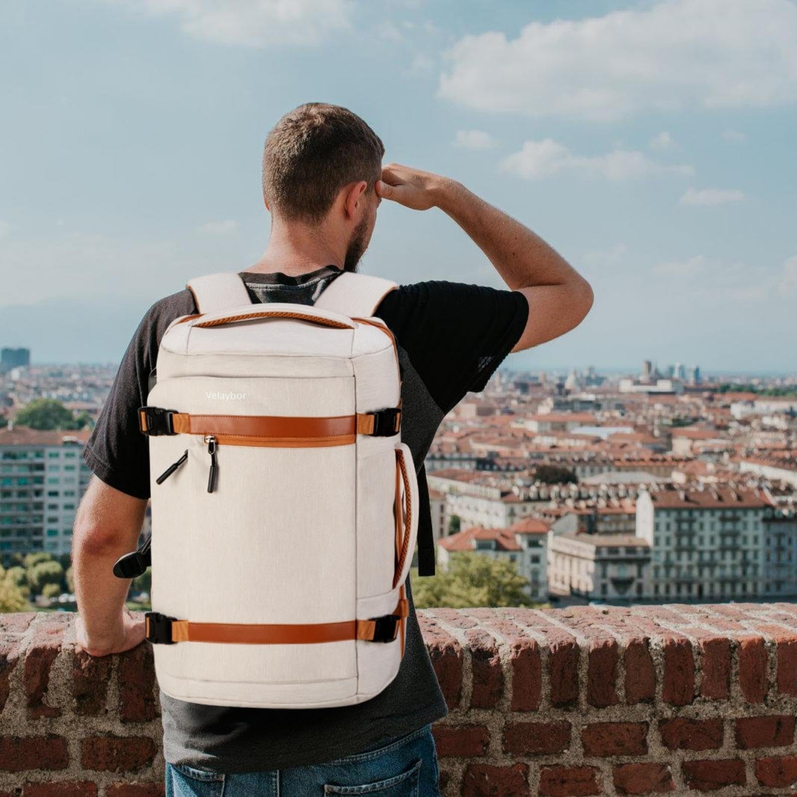 42L Travel Backpack with USB Port, Water-Resistant Carry-On & 4 Packing Cubes, F1