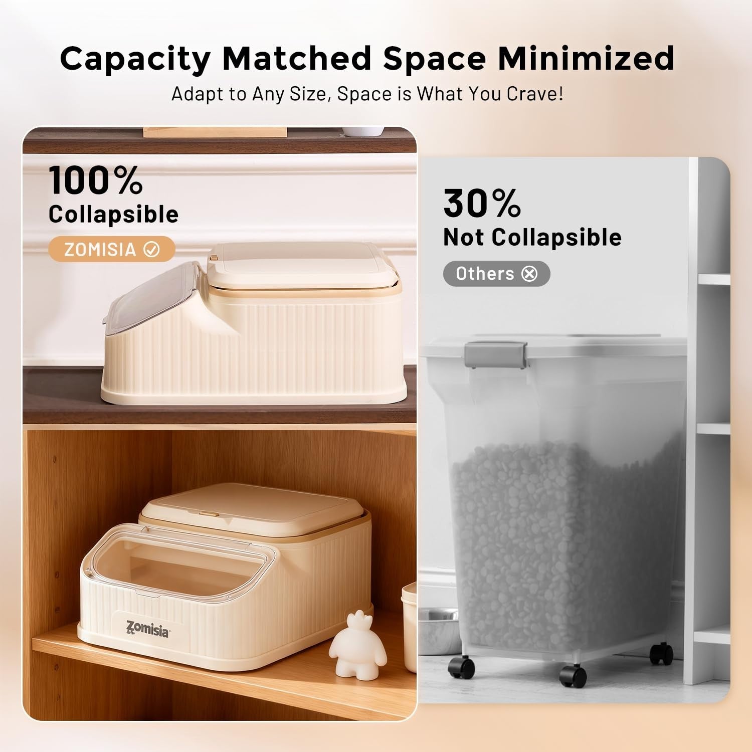 Collapsible Dog Food Storage Container   20 30lbs, Airtight, FIFO Design4
