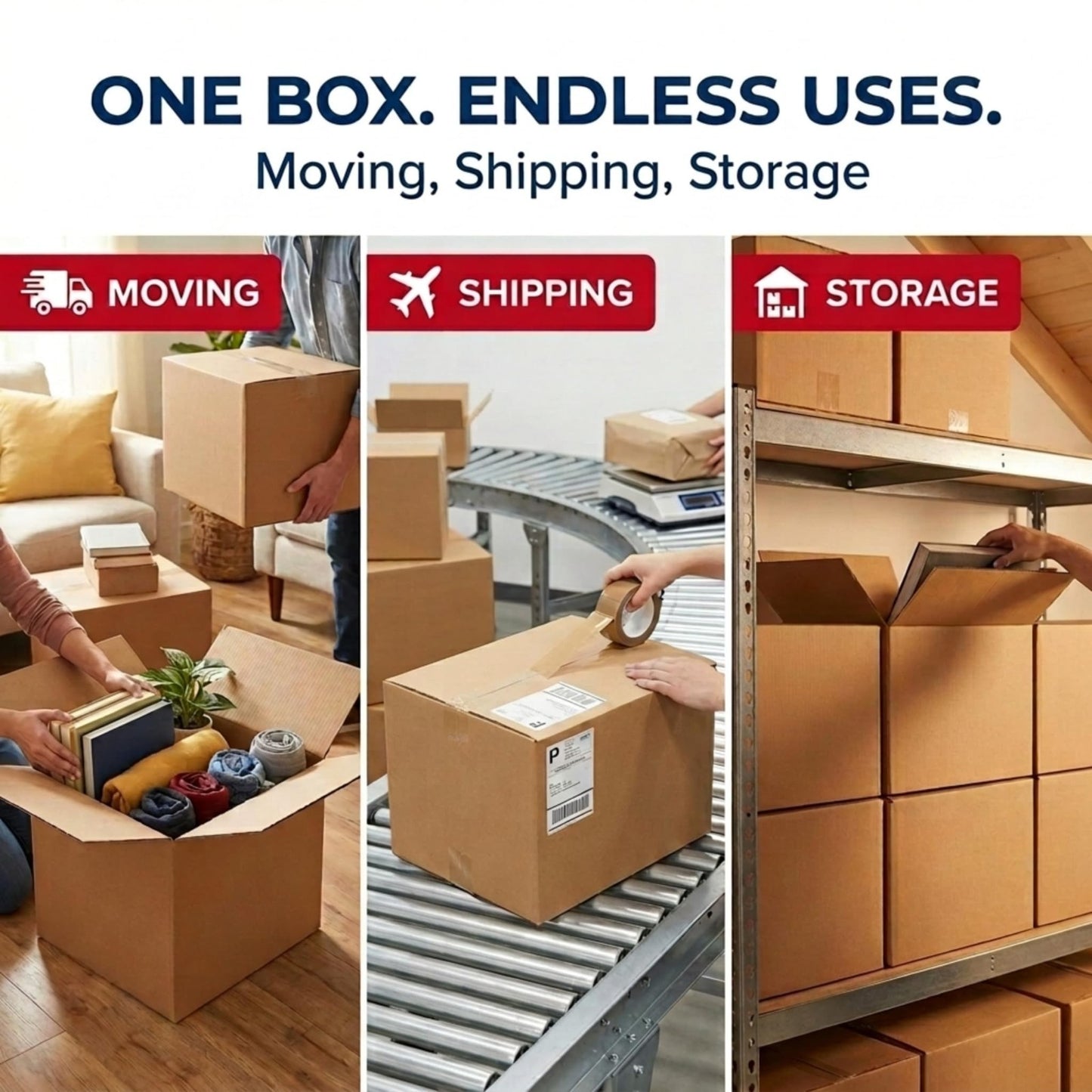 Medium Moving Boxes 10 Pack | 18"x14"x12" Corrugated Cardboard for Shipping, Pac9
