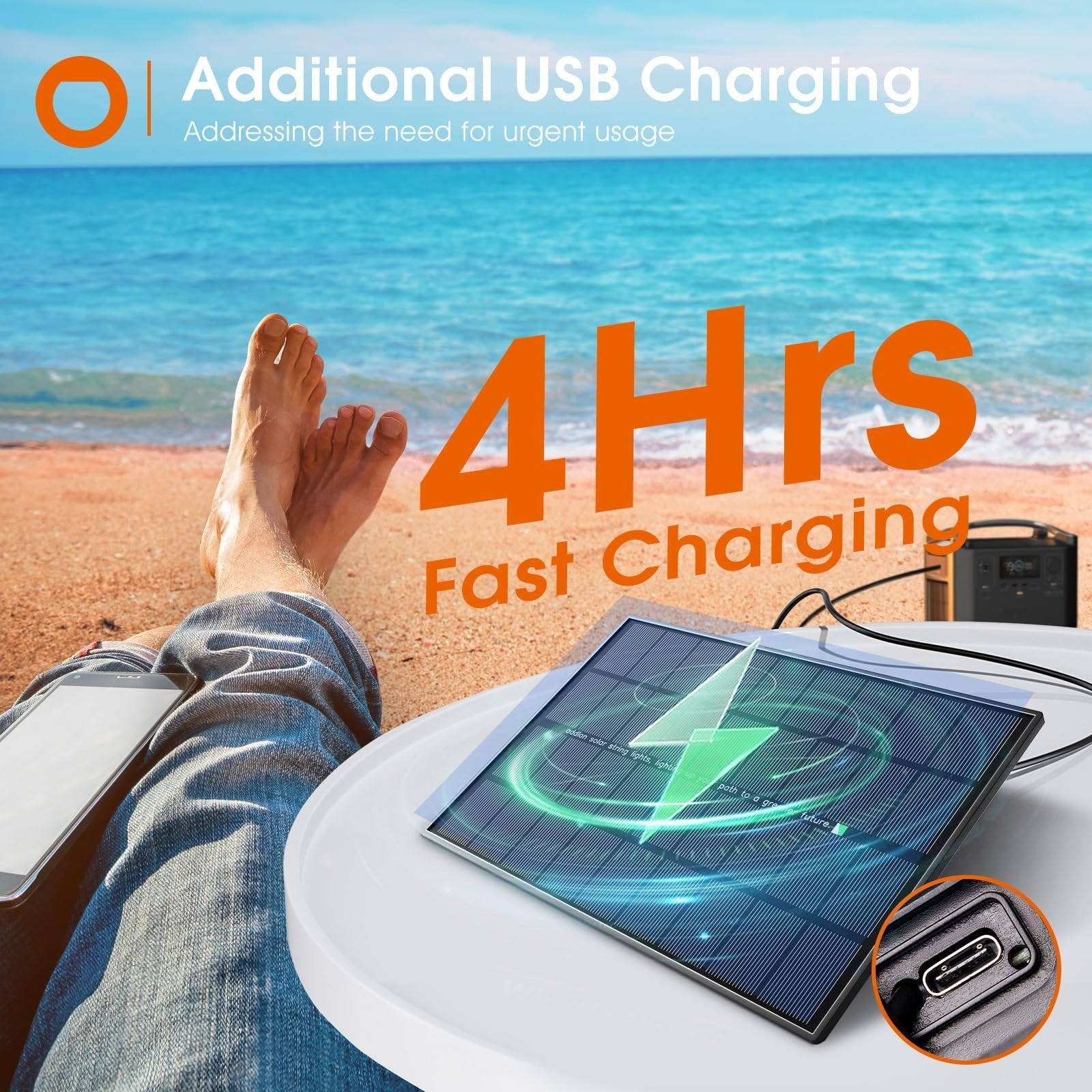 200FT Solar String Lights Outdoor, IP65 Waterproof, USB Charging, Dimmable Timer3