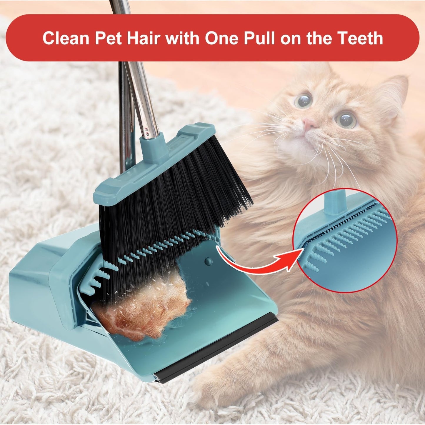 Heavy Duty Broom and Dustpan Set - Self-Cleaning Combo for Kitchen, Office, Lobb3