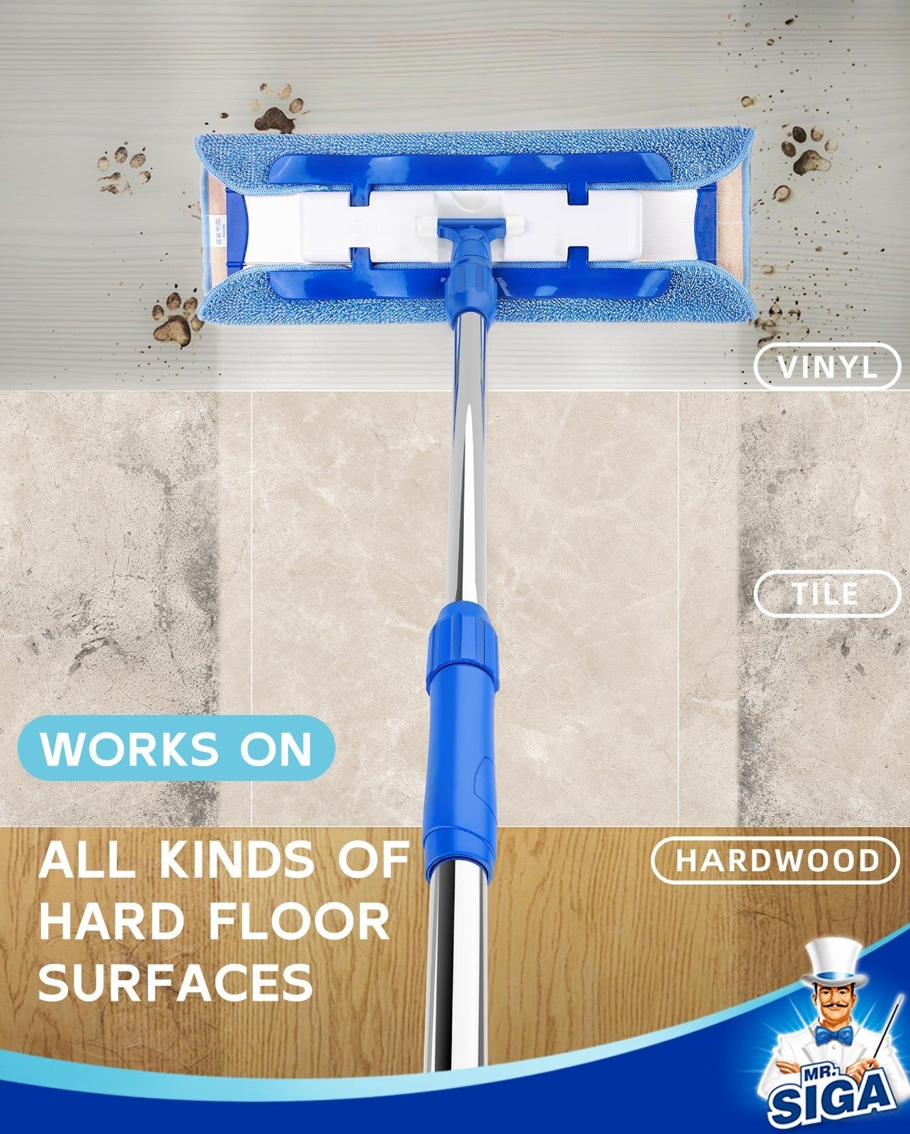 Professional Microfiber Mop for Hardwood & Laminate Floor Cleaning - Easy Use, S6