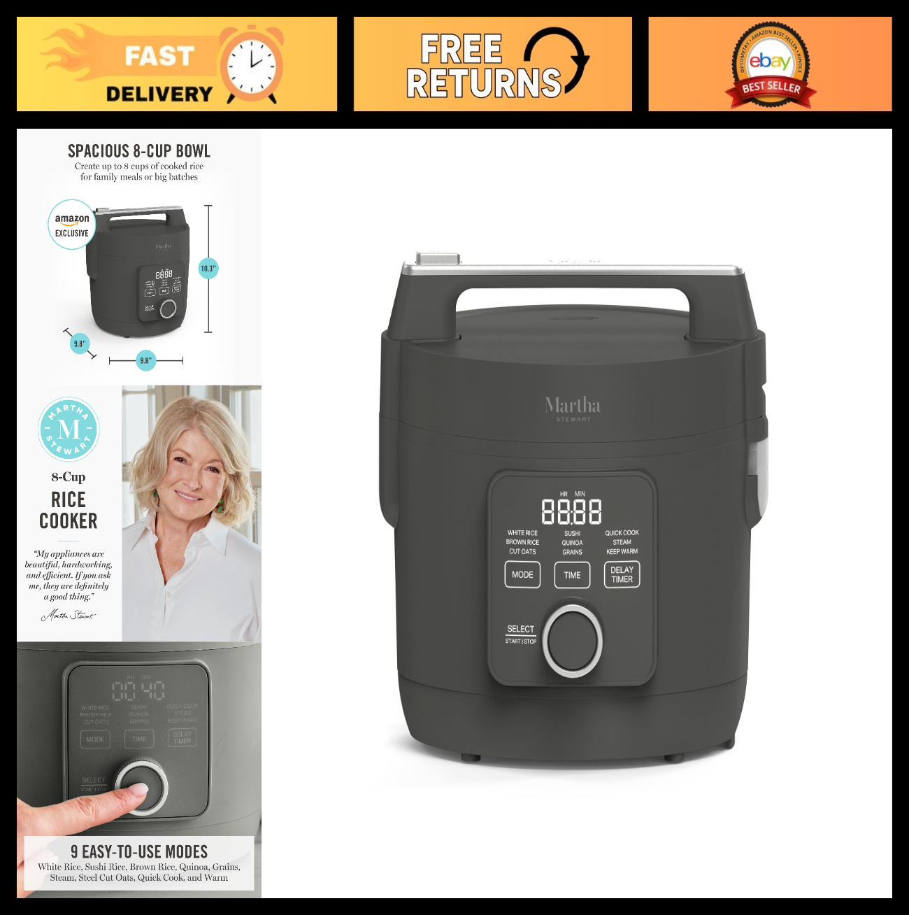 4-Cup Rice Cooker with Non-Stick Pot, Keep Warm, Steam Basket, Quick Cook, Gray0