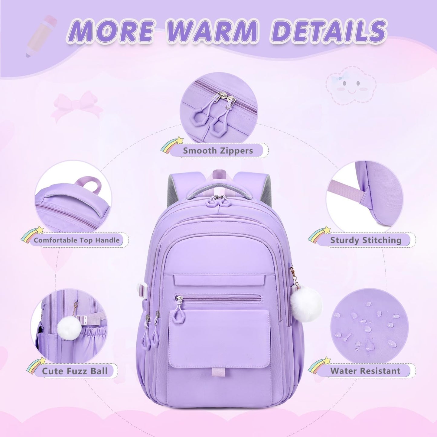 Stylish Girls Backpack Set with Lunch Box & Pencil Case   Perfect for School!3