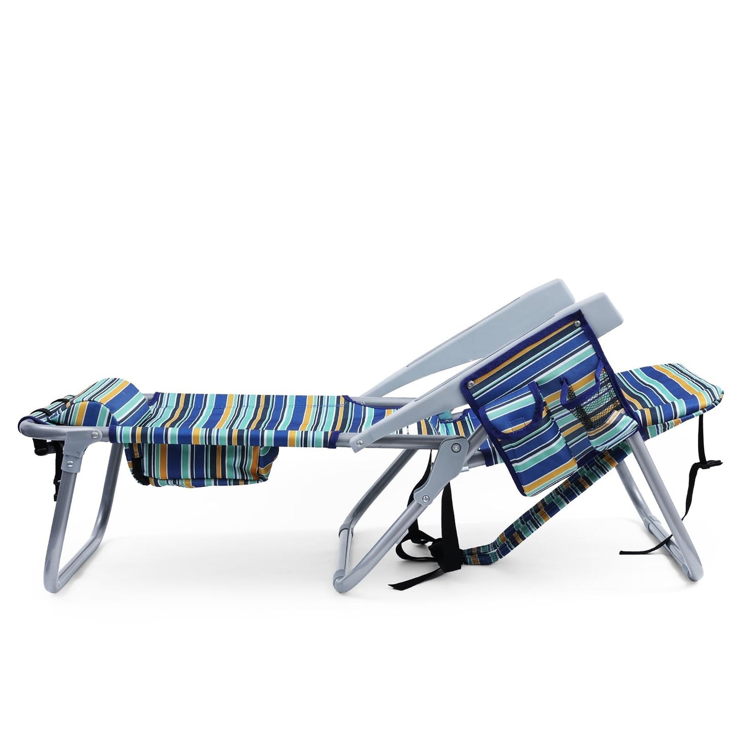 Folding Beach Chair with Cooler Pouch, 4-Position Heavy Duty, Supports 350lbs3