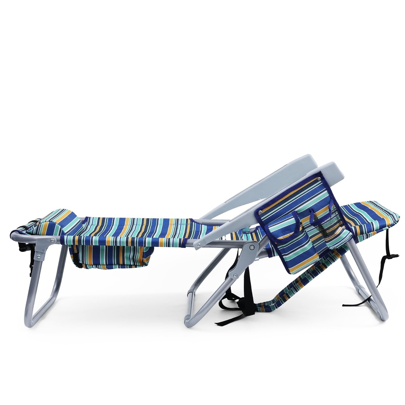 Folding Beach Chair with Cooler Pouch, 4-Position Heavy Duty, Supports 350lbs3