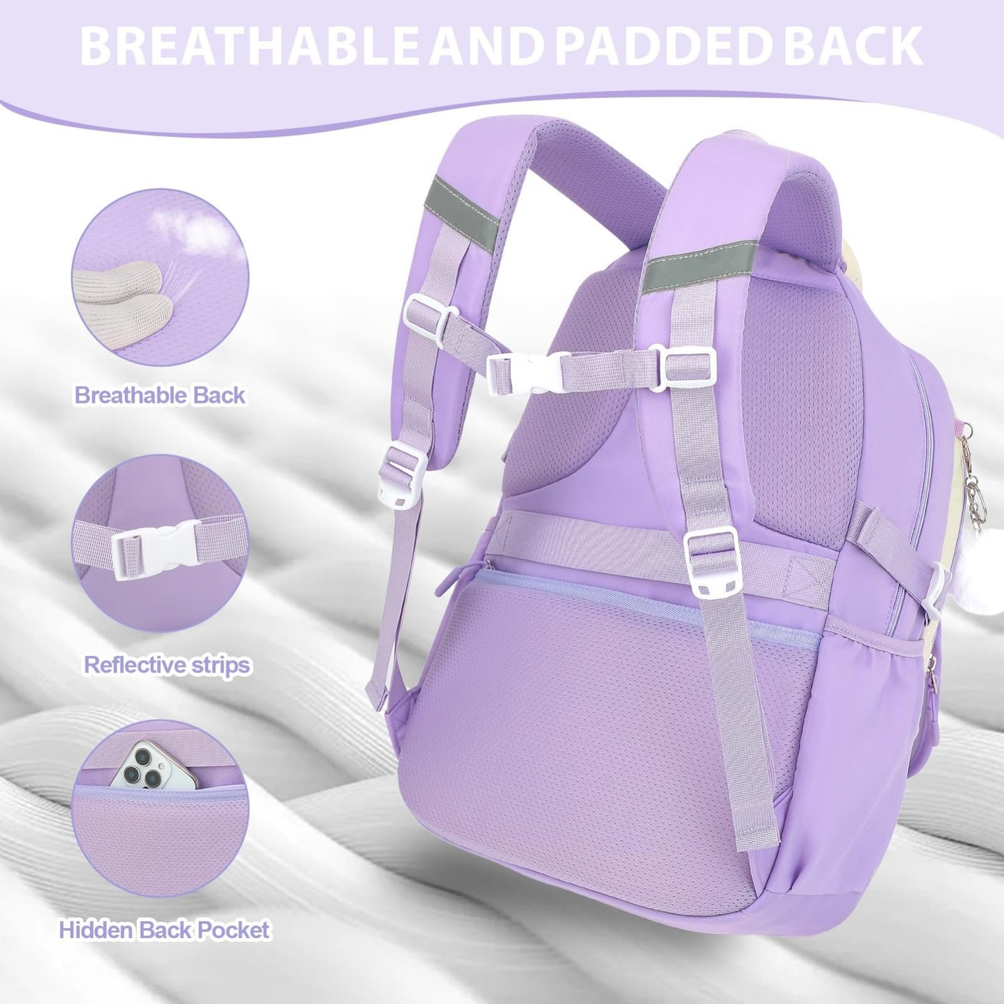Girls Bow Backpack Set   3PCS with Lunch Bag & Pencil Case, Stylish School Bag5
