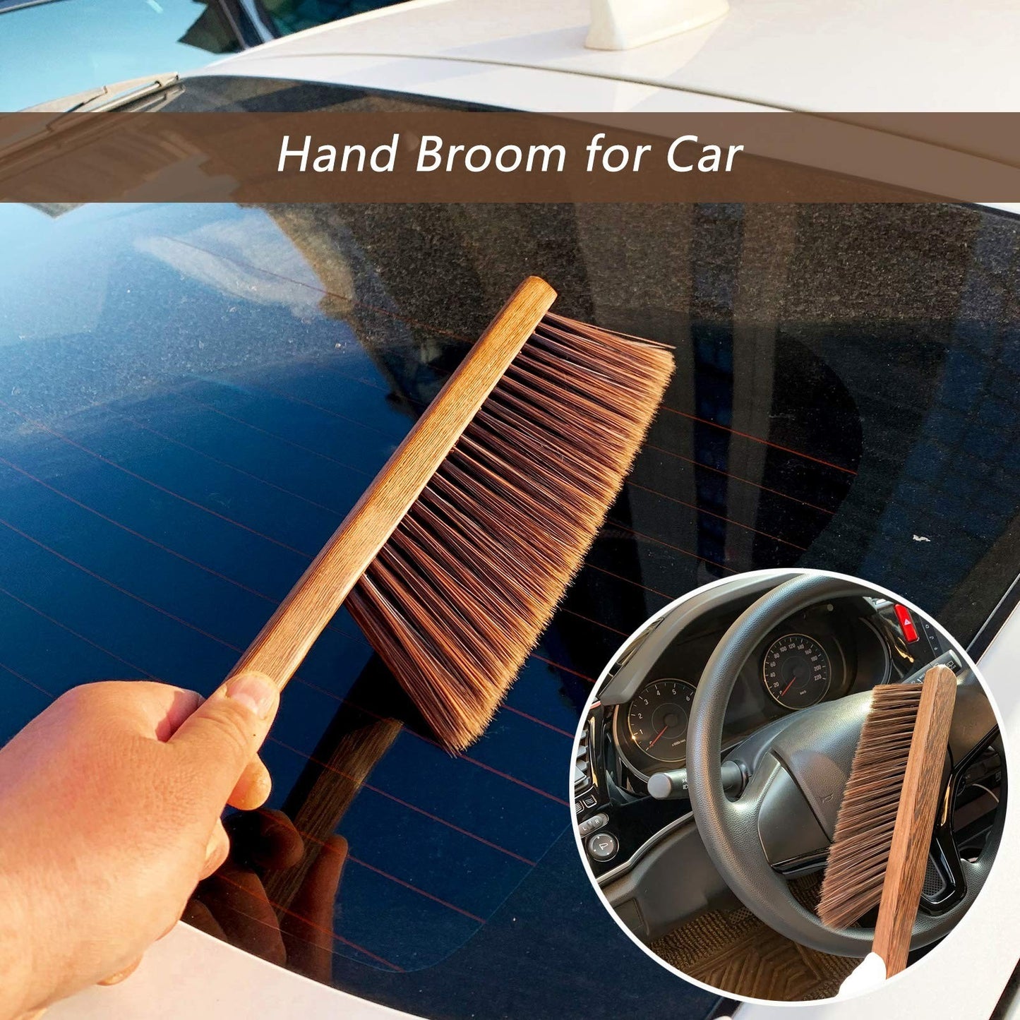 Soft Bristle Hand Broom Cleaning Brush - Dusting Tool for Car, Couch, Furniture,3