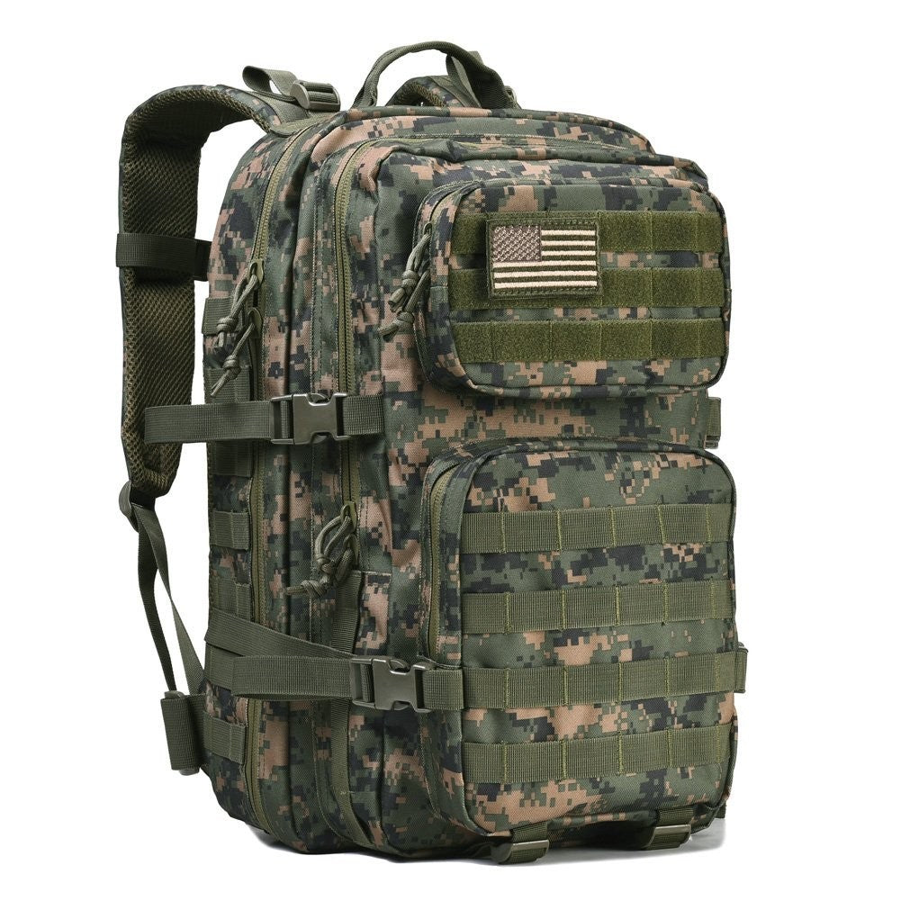 Large Military Tactical Backpack   3 Day Assault Pack, Molle Bag, Woodland Camo1