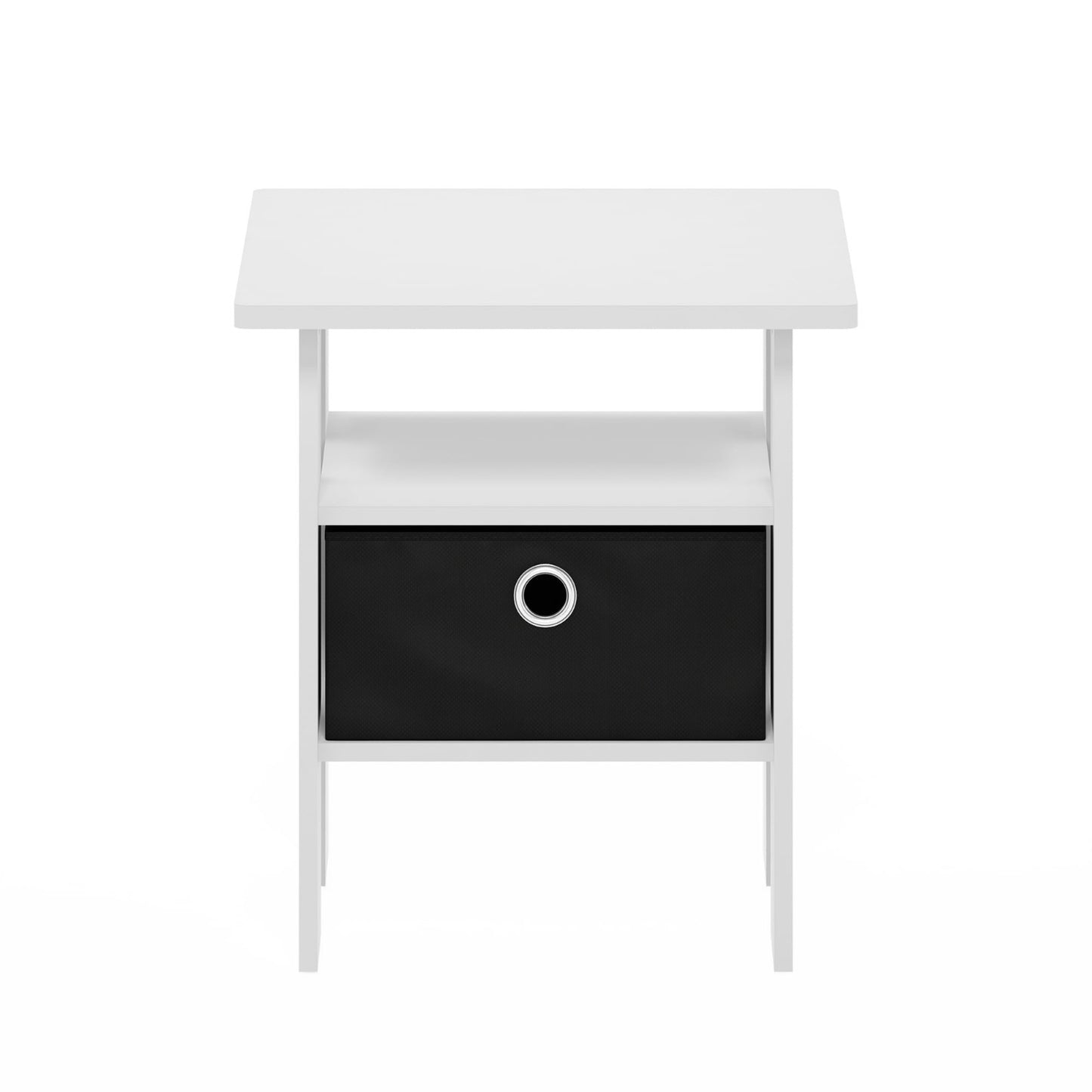 Stylish Side Table with Open Shelves & Storage Bin - Nightstand for Living Room/6