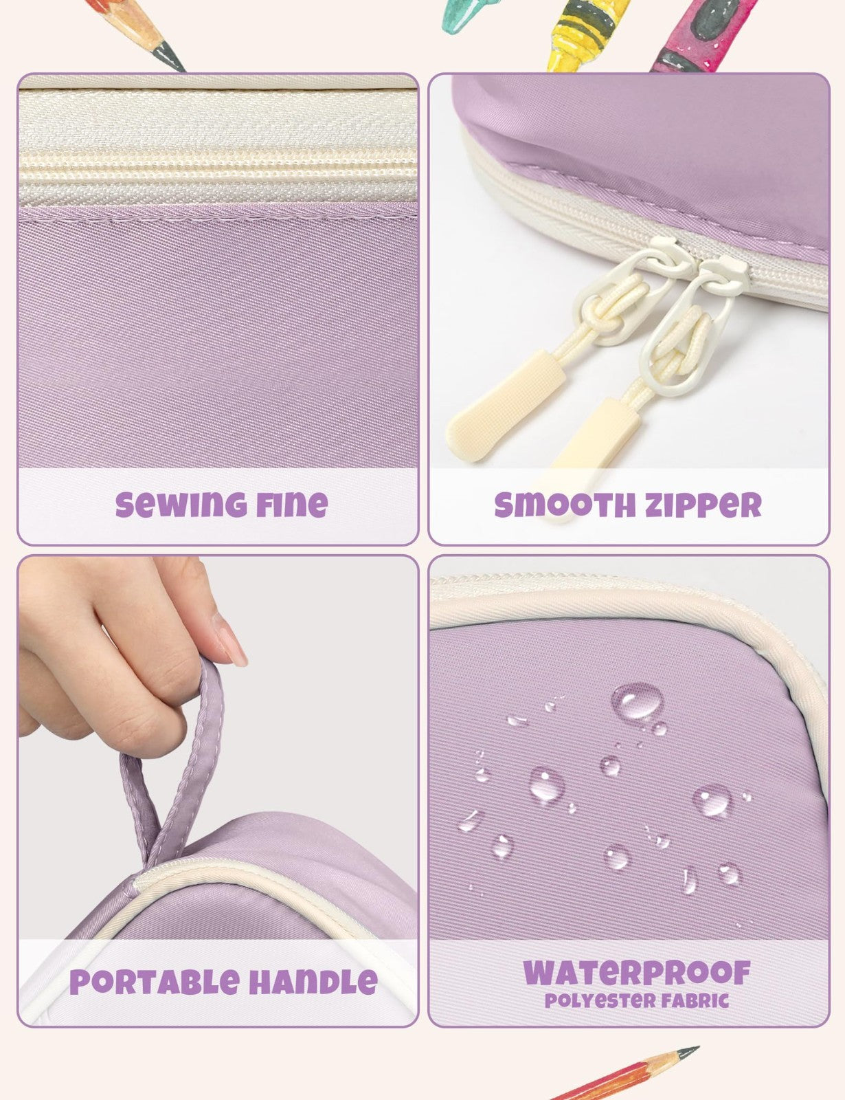 Cute Aesthetic Pencil Case   Large Zippered Pen Pouch, Kawaii Stationery Organiz5