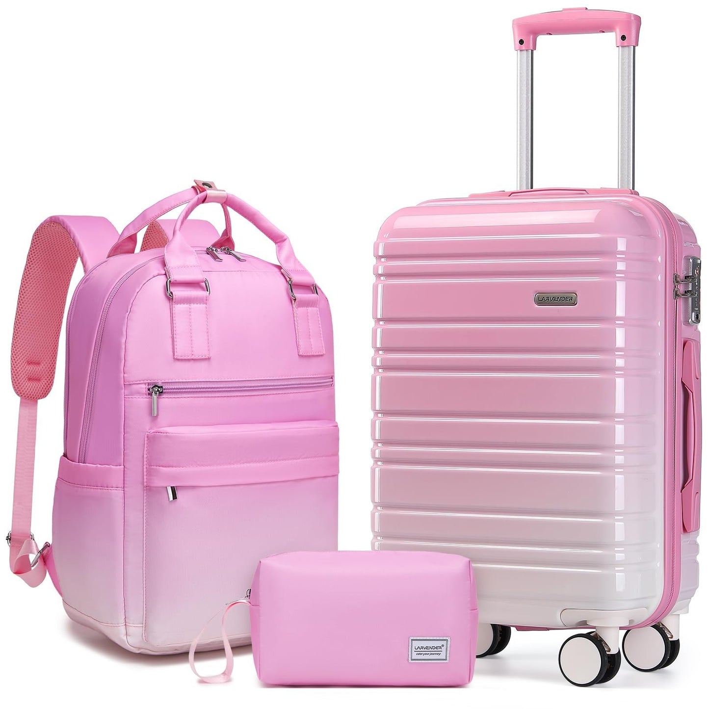 3-Piece Carry-On Luggage Set - 20" Hardshell Suitcase, TSA Lock, 360° Wheels, Ba1