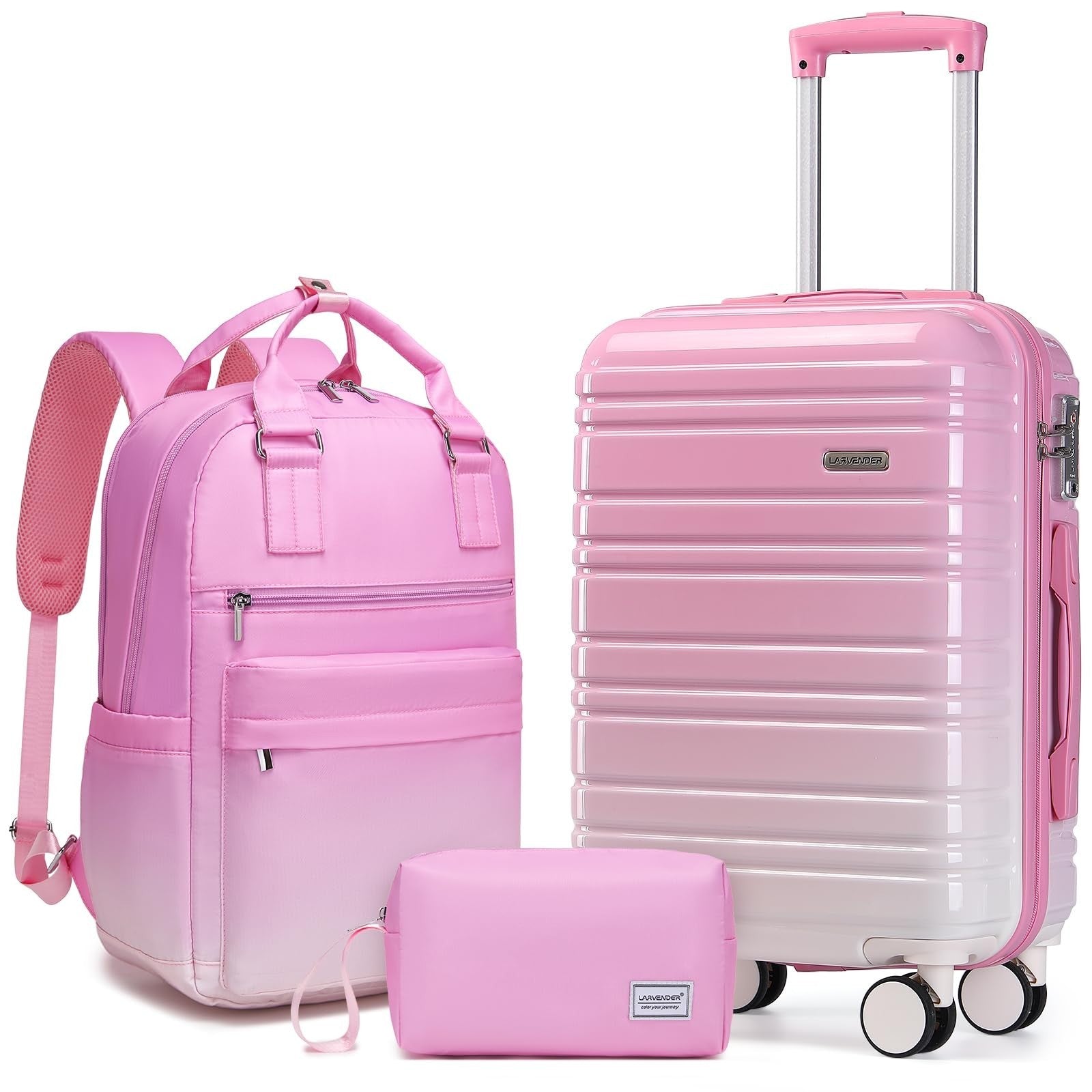 3-Piece Carry-On Luggage Set - 20" Hardshell Suitcase, TSA Lock, 360° Wheels, Ba1