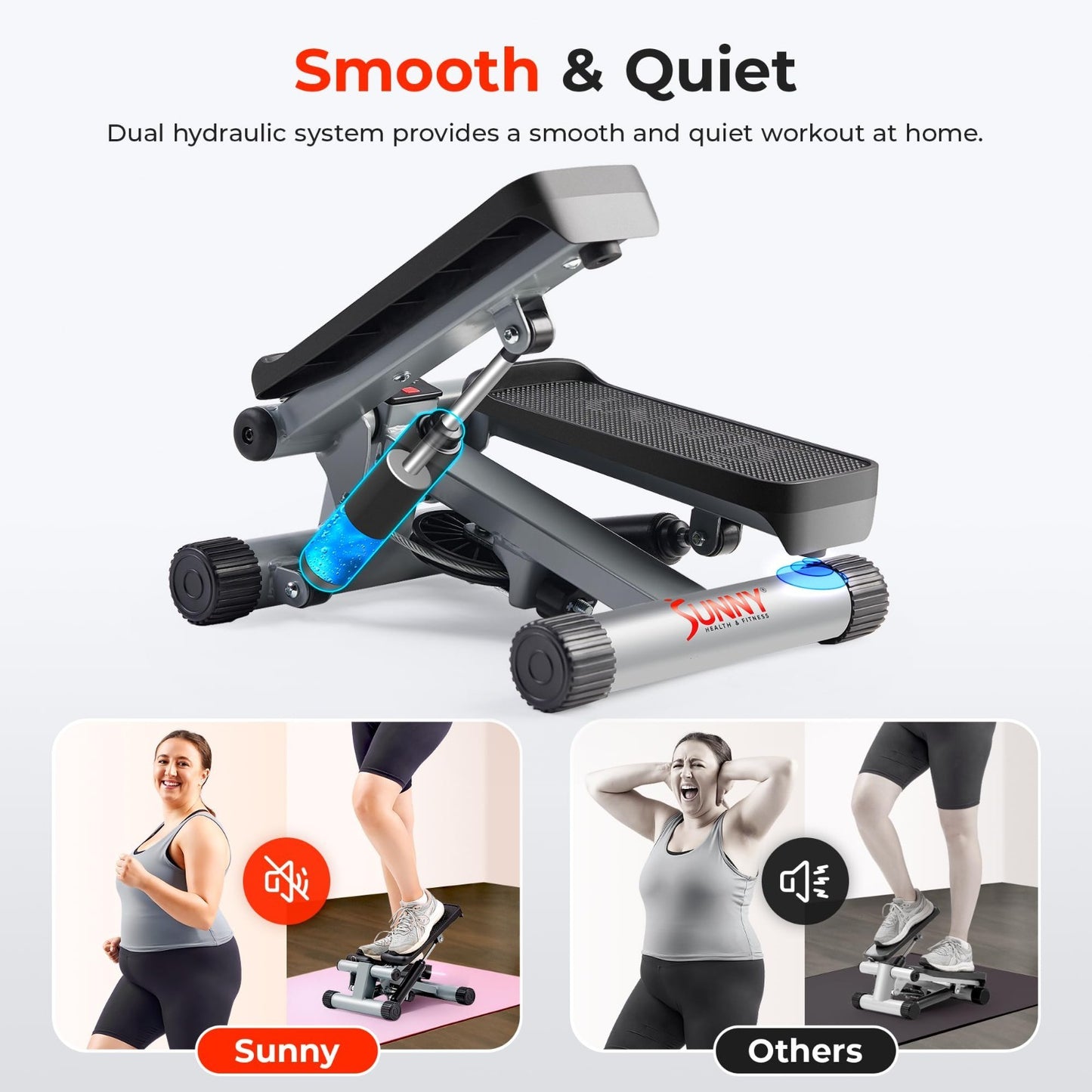 Mini Stair Stepper with Resistance Bands for Home Gym | Full Body Cardio, Adjust3