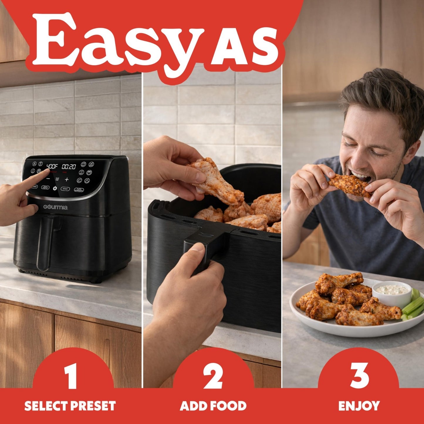 7 Qt Air Fryer with LED Display, 12 Presets, FryForce 360°, Nonstick Basket, Bla9