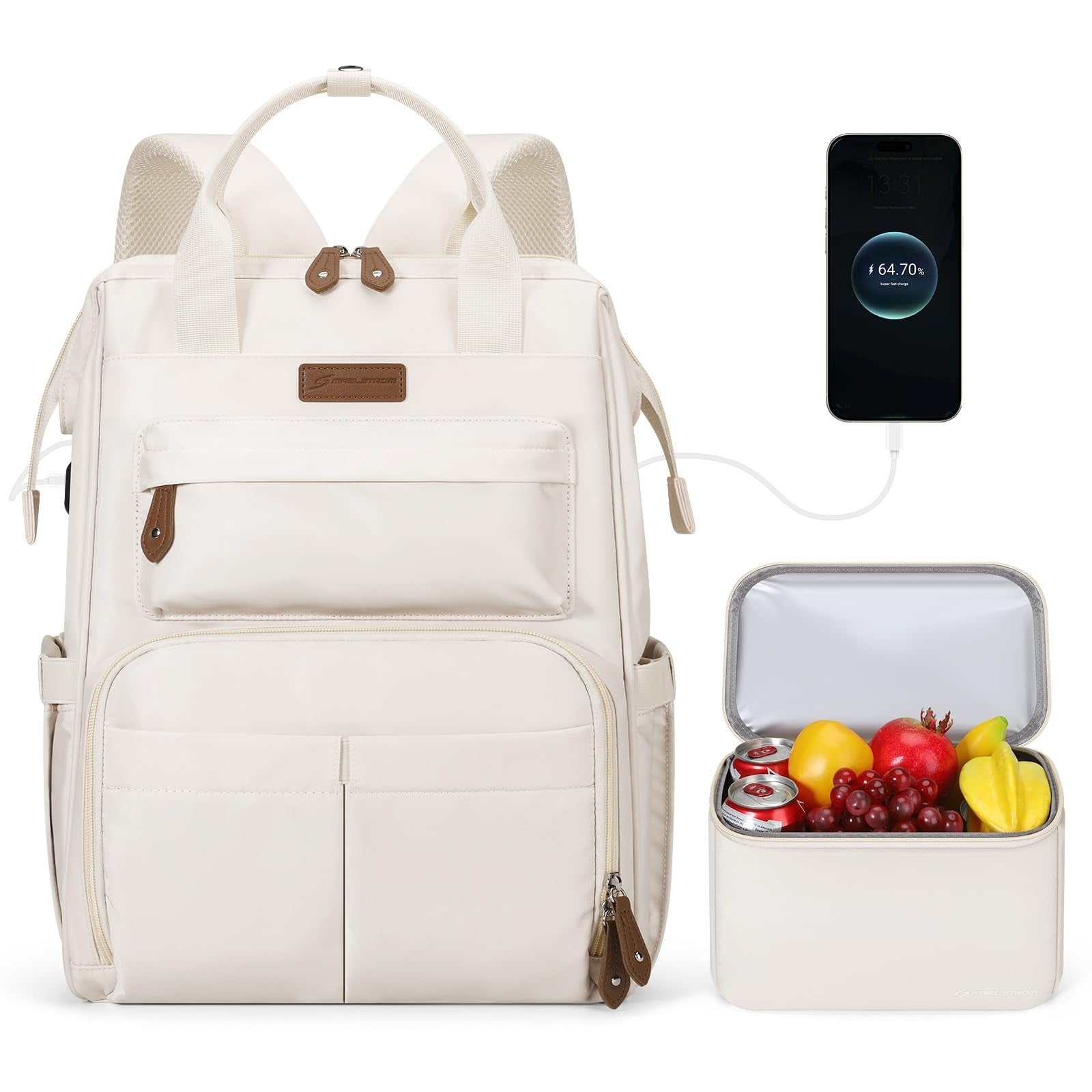 Travel Backpack for Men & Women, Fits 15.6-17.3" Laptop, Insulated Lunch Bag, Be1