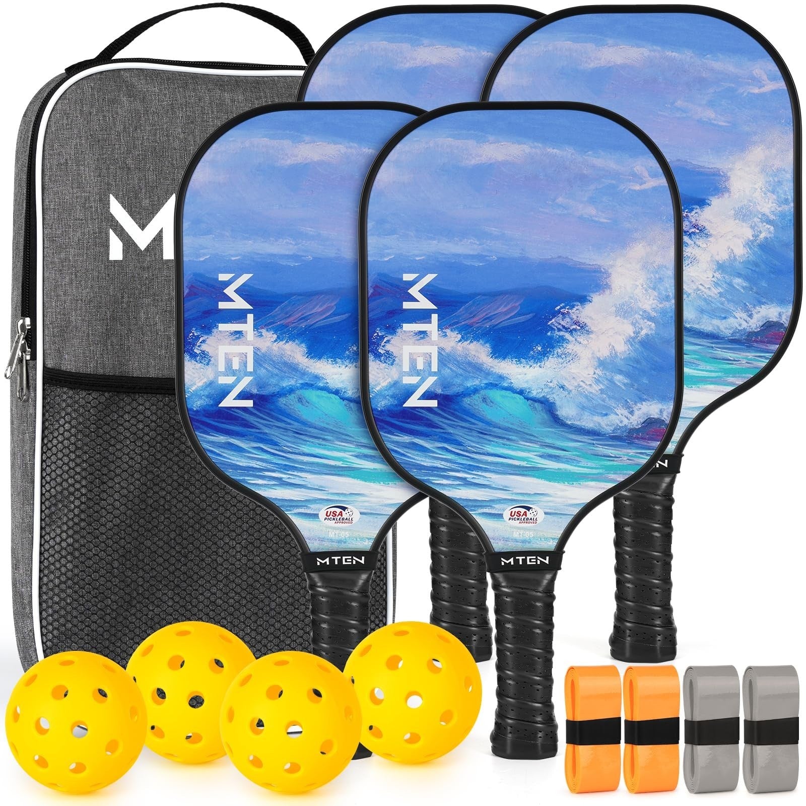 Pickleball Paddle Set of 2/4/1 - USAPA Approved Fiberglass Rackets, Lightweight1