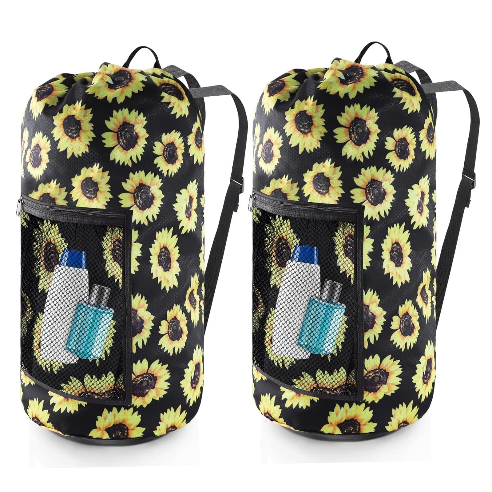 Extra Large Travel Laundry Bag Backpack - 2PCS with Mesh Pocket & Adjustable Str1