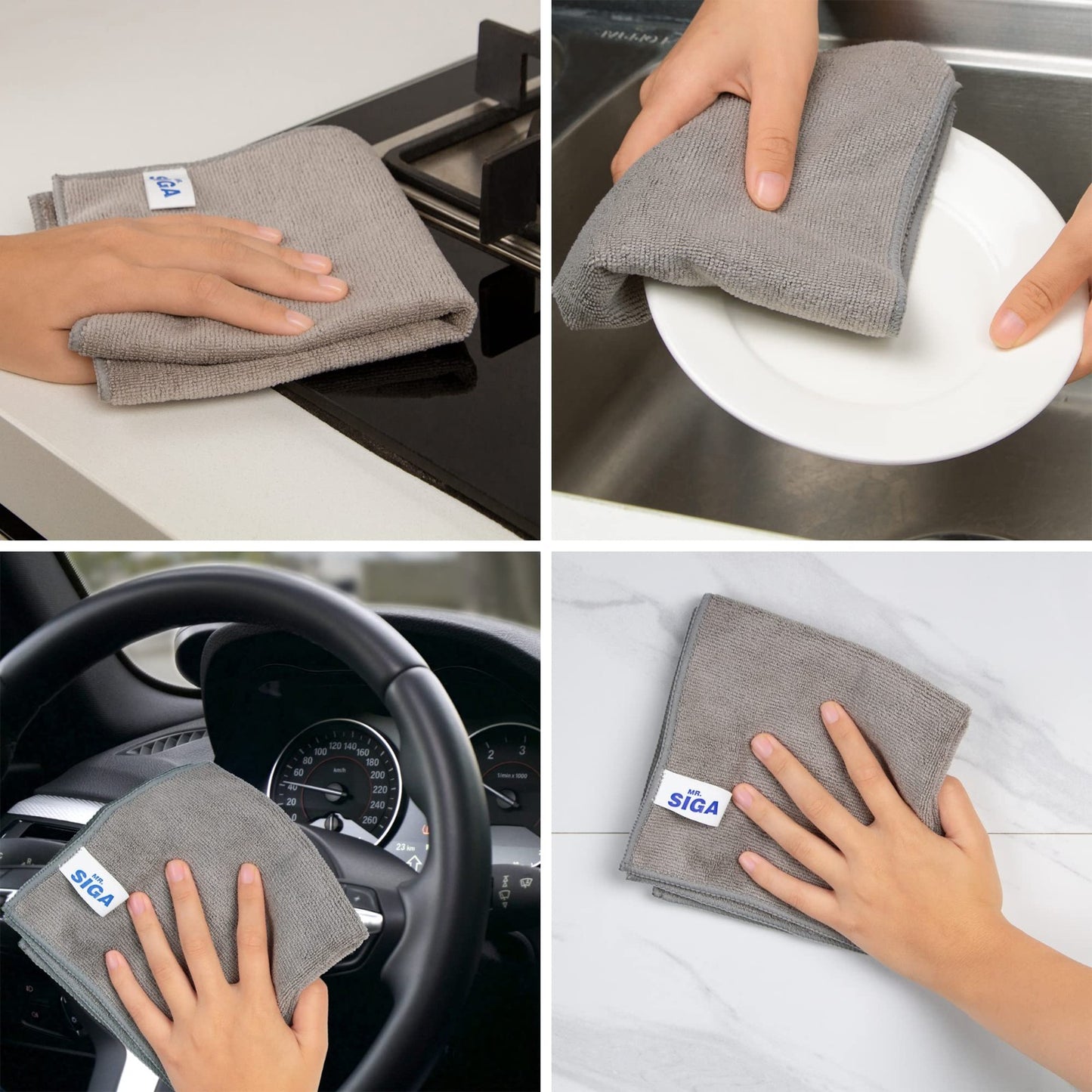 Streak-Free Microfiber Cleaning Cloths - 12 Pack, Ultra-Absorbent Towels for Hom6