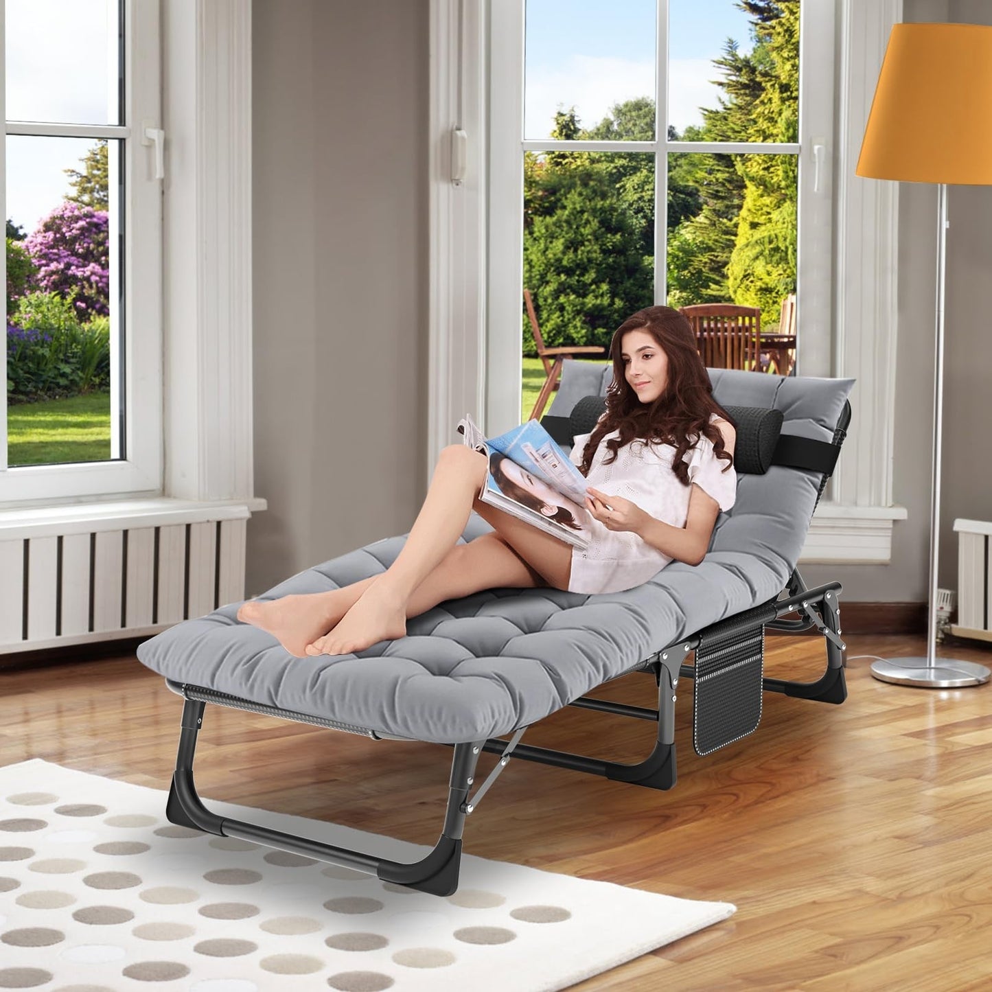 Extra Wide 28" Folding Camping Cot for Adults   Heavy Duty, 440 lbs Capacity, Qu8