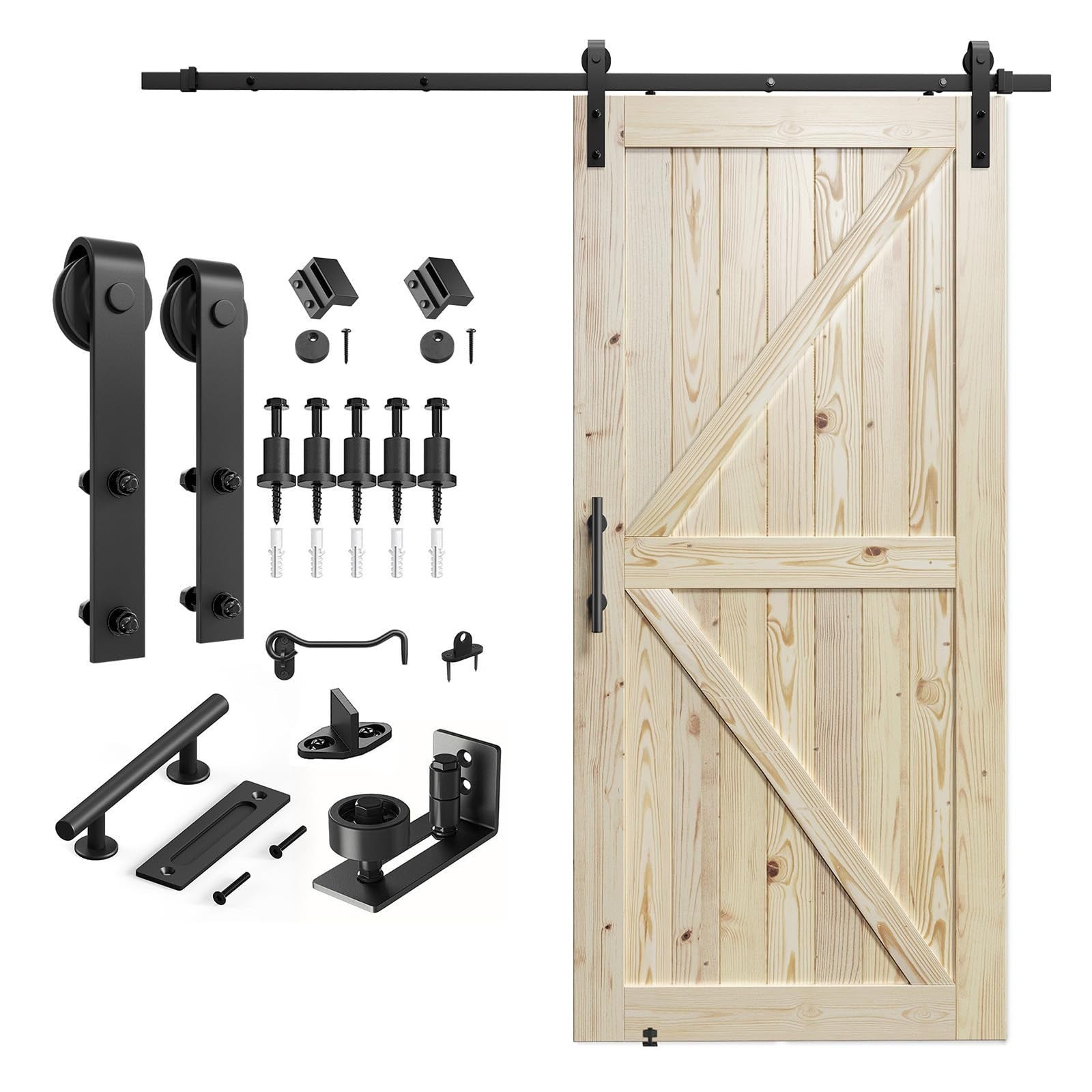 42"x96" Sliding Barn Door Kit   Unfinished Solid Spruce, DIY Assembly, Fits 38"x1
