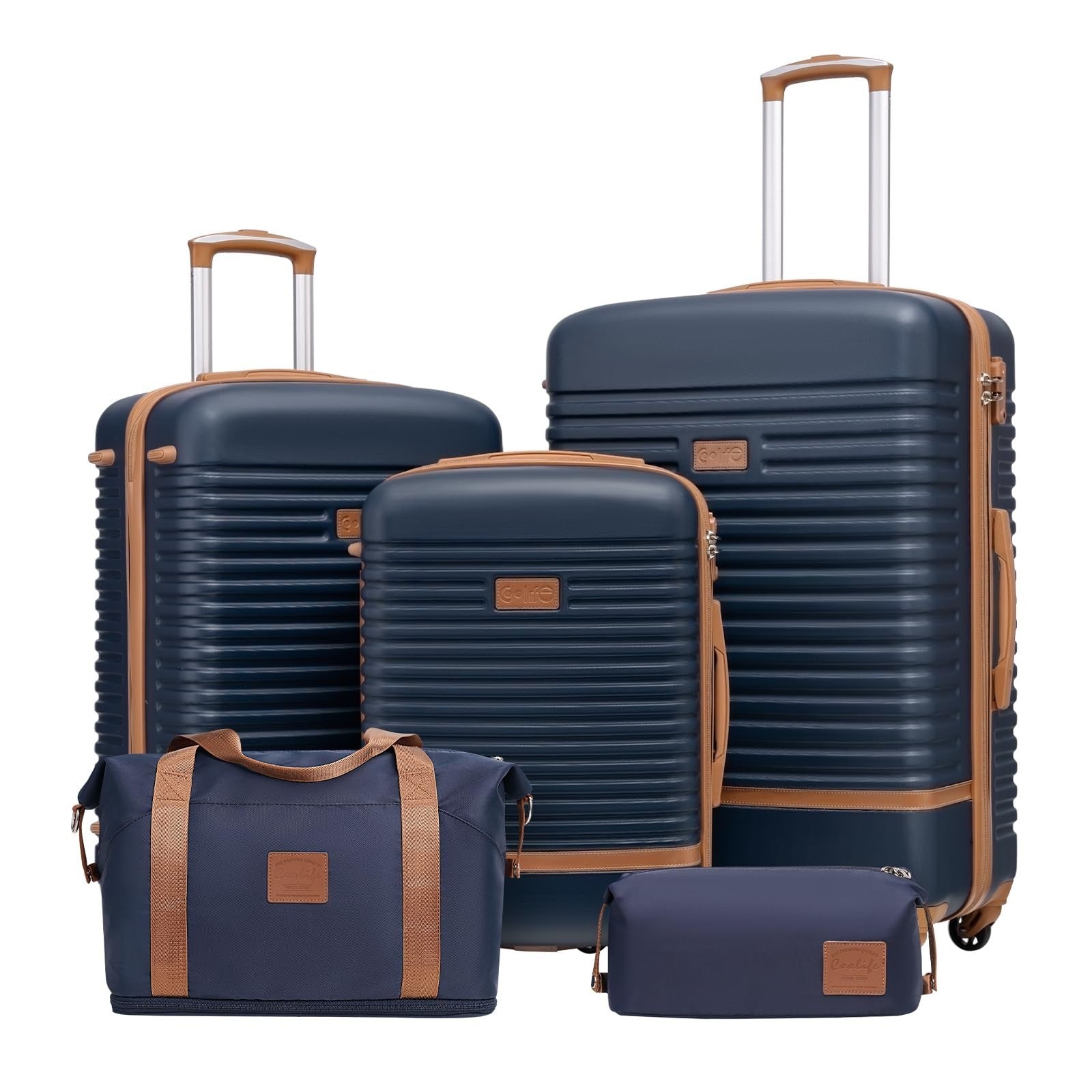 5-Piece Navy Luggage Set - Carry-On Suitcase with 360° Spinner Wheels, Trolley S1